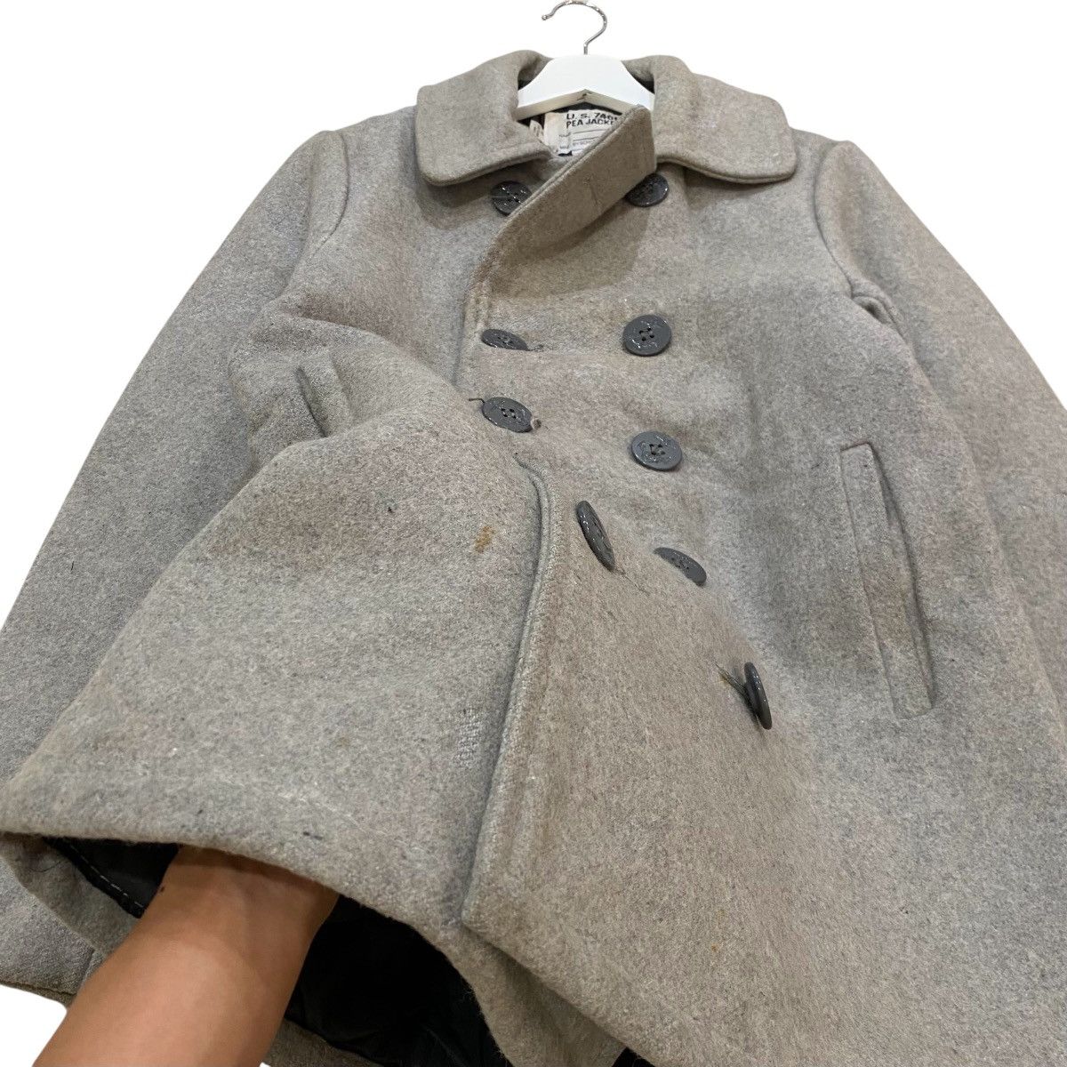 Schott 🔥VTG SCHOTT U.S. 740N PEA COAT GREY WOOL JACKET Size US S / EU 44-46 / 1 - 4 Thumbnail