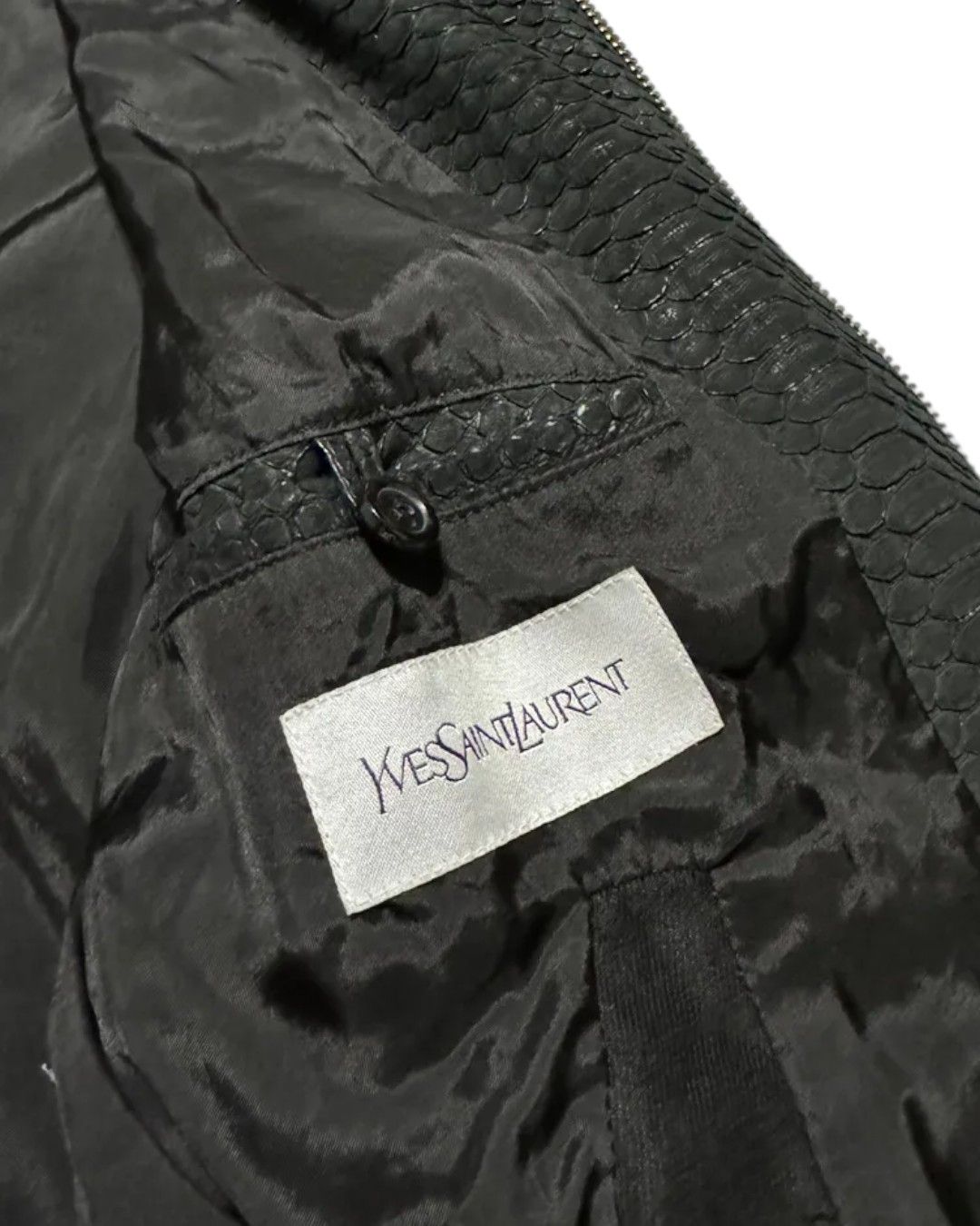 Yves Saint Laurent REAL PYTHON SKIN LEATHER BOMBER JACKET Size US L / EU 52-54 / 3 - 7 Thumbnail