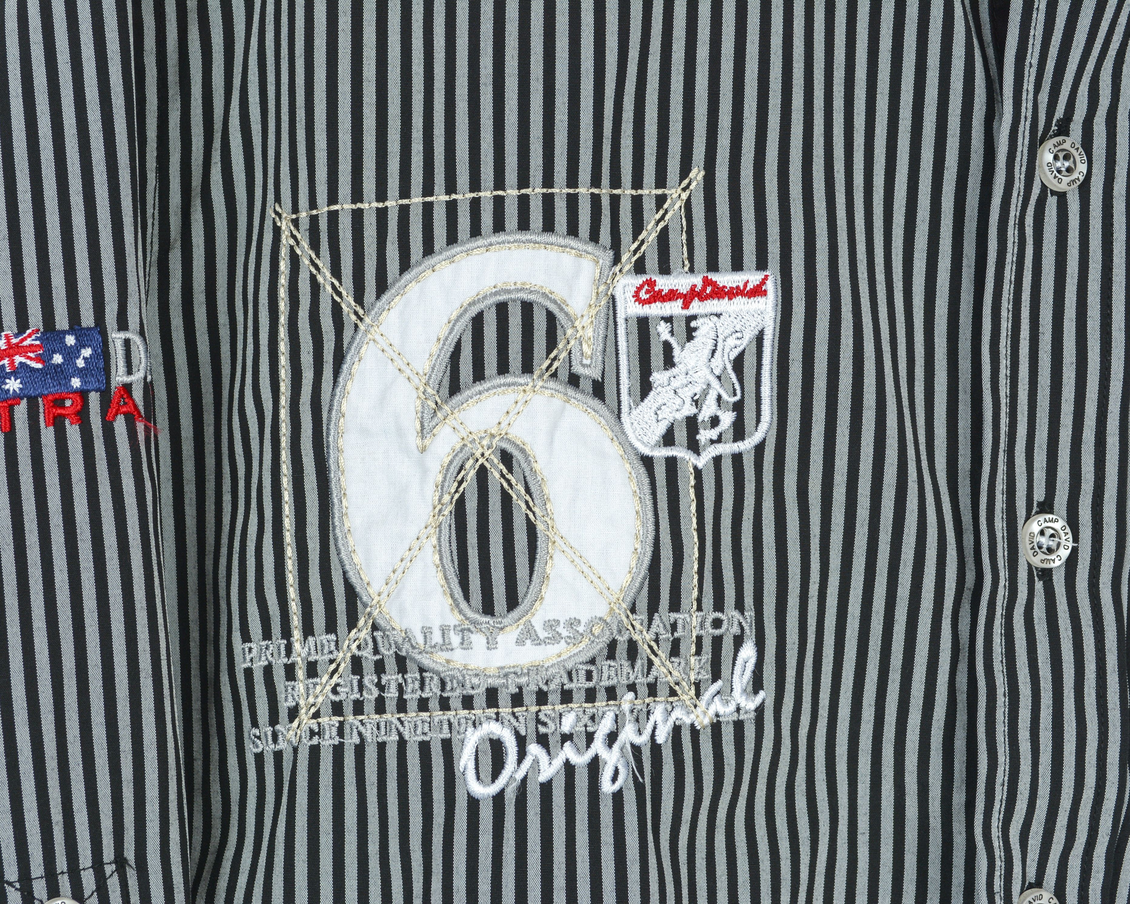 Camp David Shirt M Pinstriped Embroided Long Sleeve Grey Casual Top Size US M / EU 48-50 / 2 - 3 Thumbnail