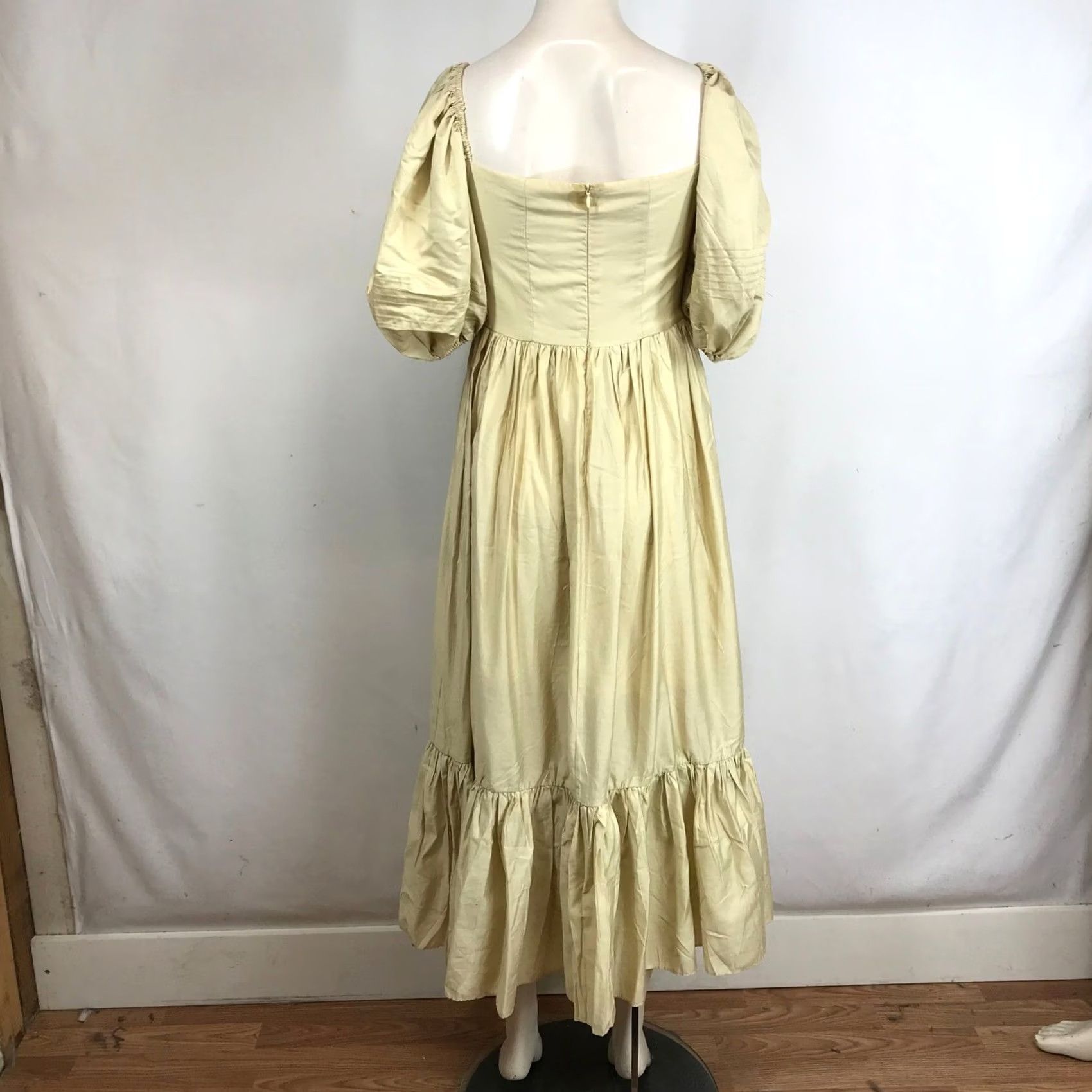 Vintage BEULAH Puff Sleeve Button Front Maxi Dress Beige Yellow Size L Women Summer Casual Party/Cocktail Size L / US 10 / IT 46 - 5 Thumbnail