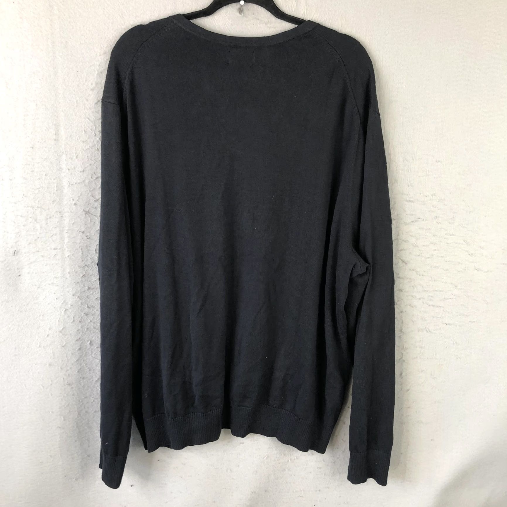 Lands' End Lands' End Sweater Mens 2XL Black V-Neck Cotton Modal Knit Long Sleeve All Seasons Solid Size US XXL / EU 58 / 5 - 2 Thumbnail