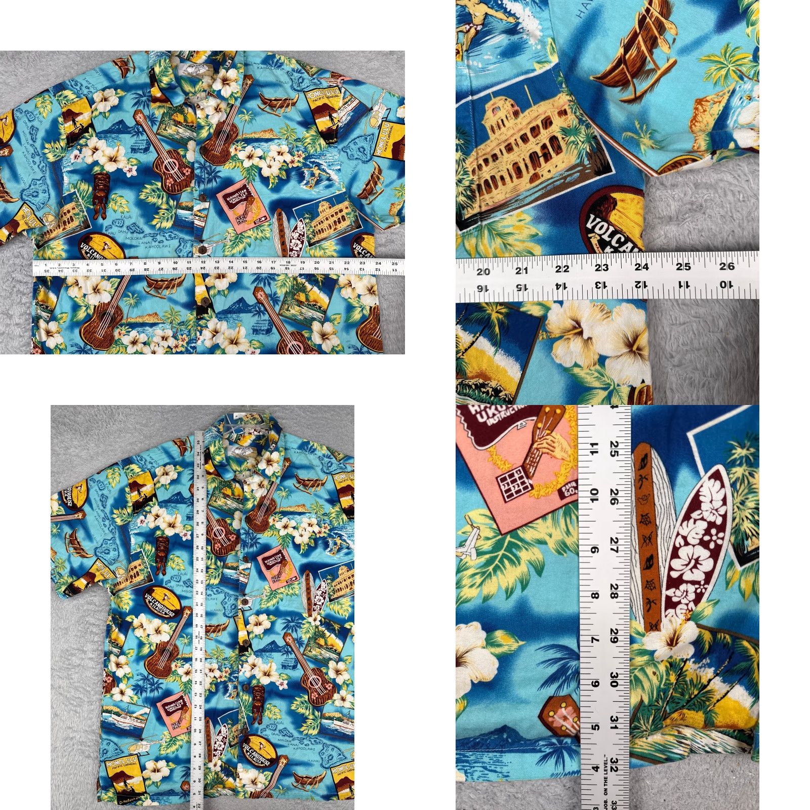 Vintage VINTAGE High Surf Shirt Adult 2XL Blue Floral Tiki Ukulele Button Up 100% Cotton Size US XXL / EU 58 / 5 - 8 Thumbnail