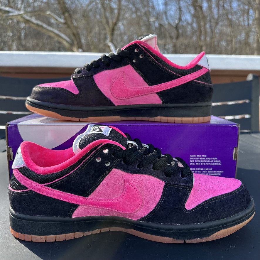 Nike Sb Dunk Custom Night Blossom Suede - Black/Pink Size 10