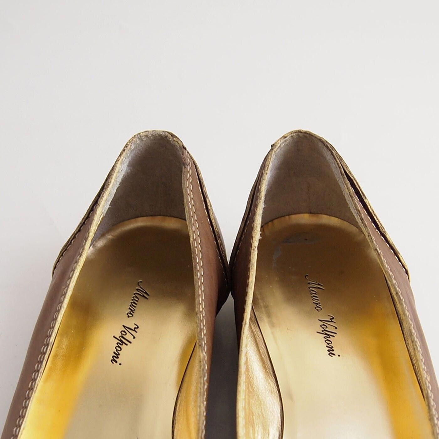 Designer Mauro Volponi Penny Loafers Brown Leather EU 37 US 7 Size US 7 / IT 37 - 4 Thumbnail