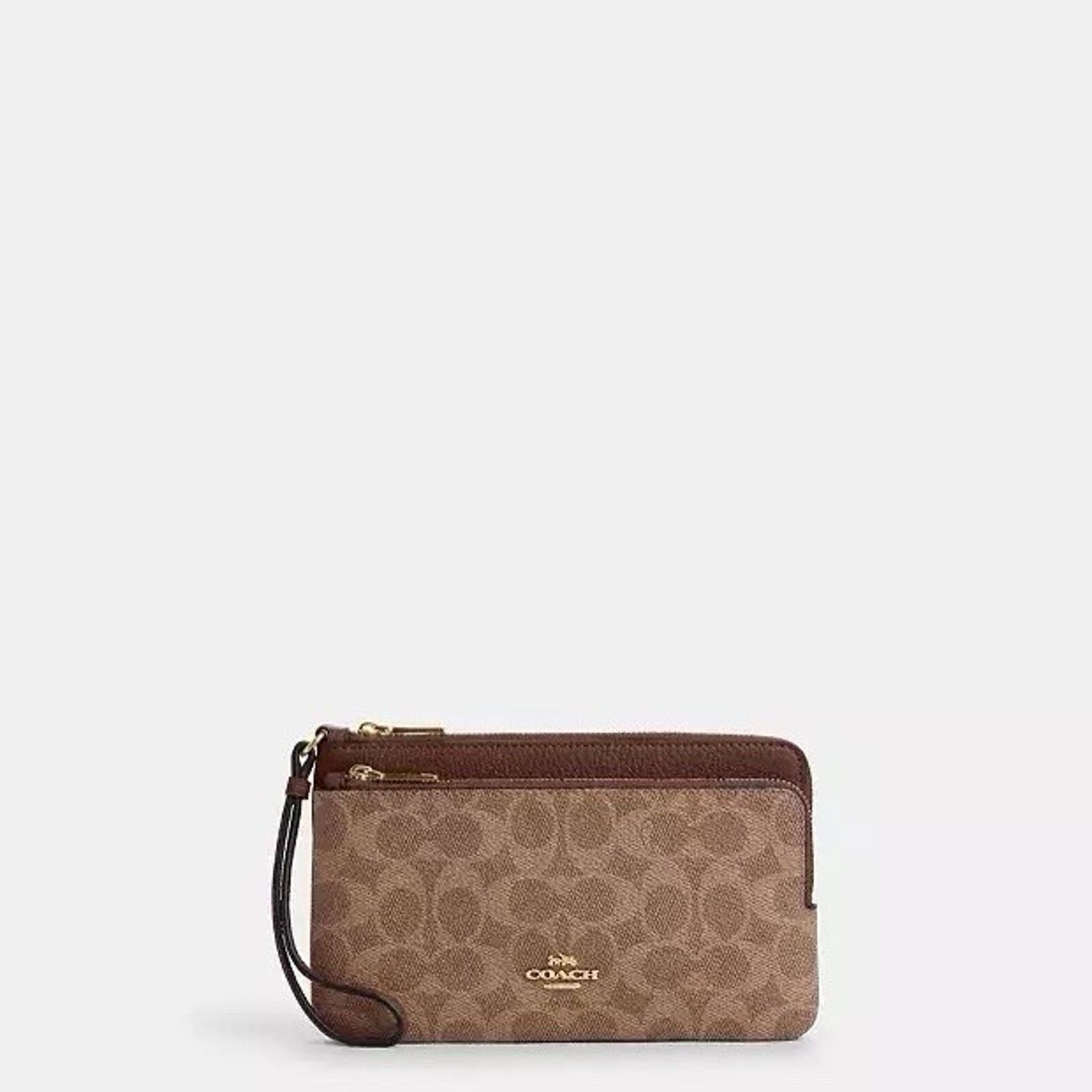 Coach NWT Coach Double Zip Wallet Wristlet CX161 Gold/Tan/Brown Size ONE SIZE - 6 Thumbnail