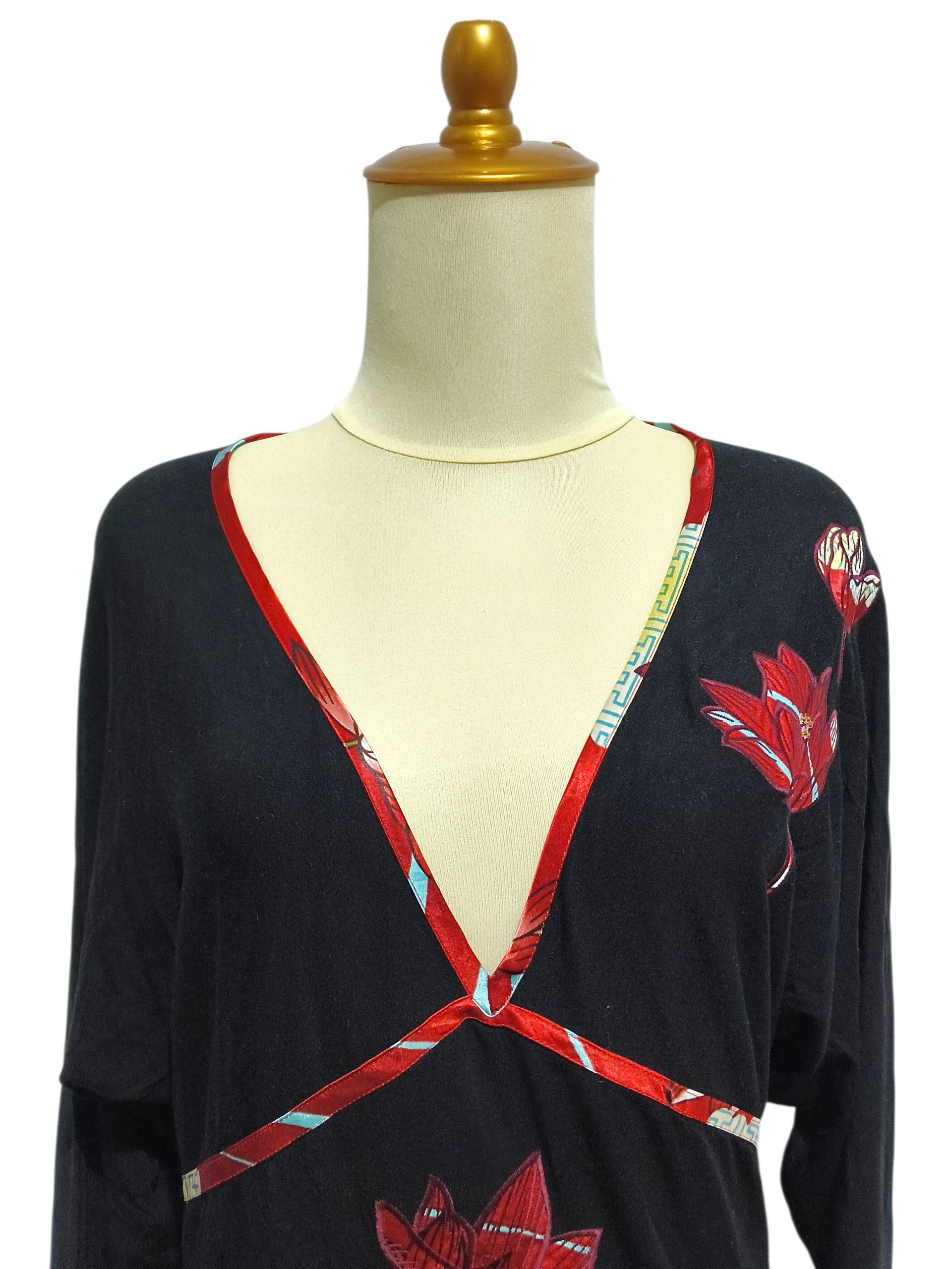 Vivienne Tam Vivienne Tam Y2K Lotus Embroidery V Neck Long Sleeve Size S / US 4 / IT 40 - 3 Thumbnail