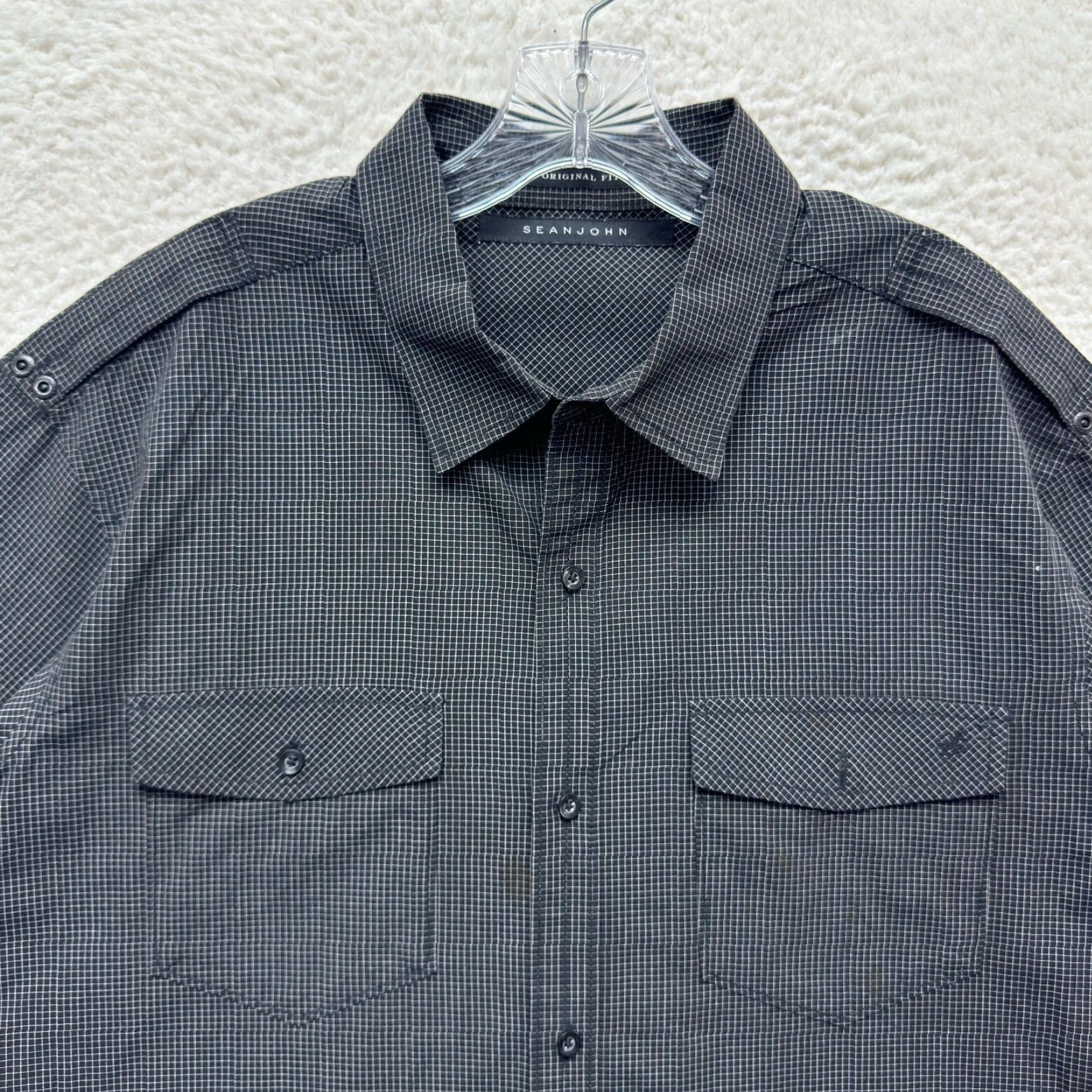 Sean John Sean John Button Down Shirt XXL 2XL Mens Black Plaid Pattern Short Sleeve Grid Button-Up Shirt Size US XXL / EU 58 / 5 - 3 Thumbnail