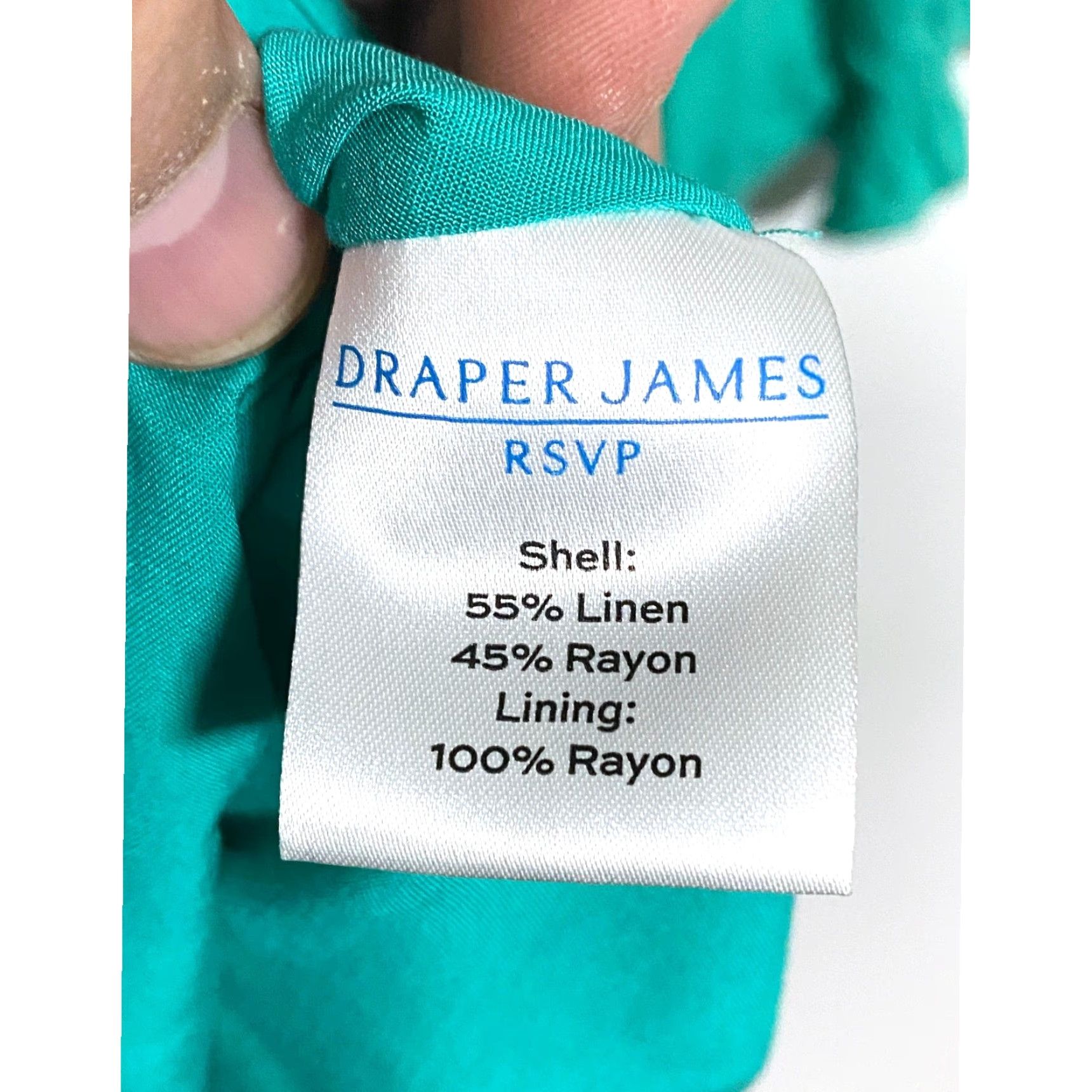 Vintage Draper James Square Neck Puff Sleeve Teal Dress Womens 2XL Classic Preppy Spring Mini Linen Rayon Lined Zip Back Gelend Size XXL / US 16-18 / IT 52-54 - 7 Thumbnail