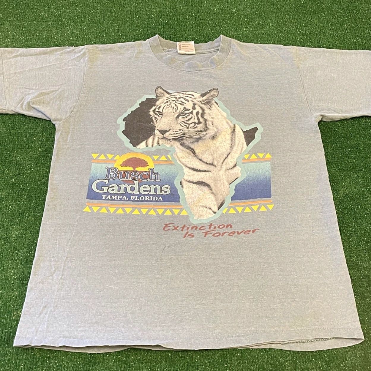 Vintage VINTAGE 90s Busch Gardens Theme Park Tiger Extinction Is Forever Shirt Men L Blue Short Sleeve T-Shirt Mens Size US L / EU 52-54 / 3 - 3 Thumbnail
