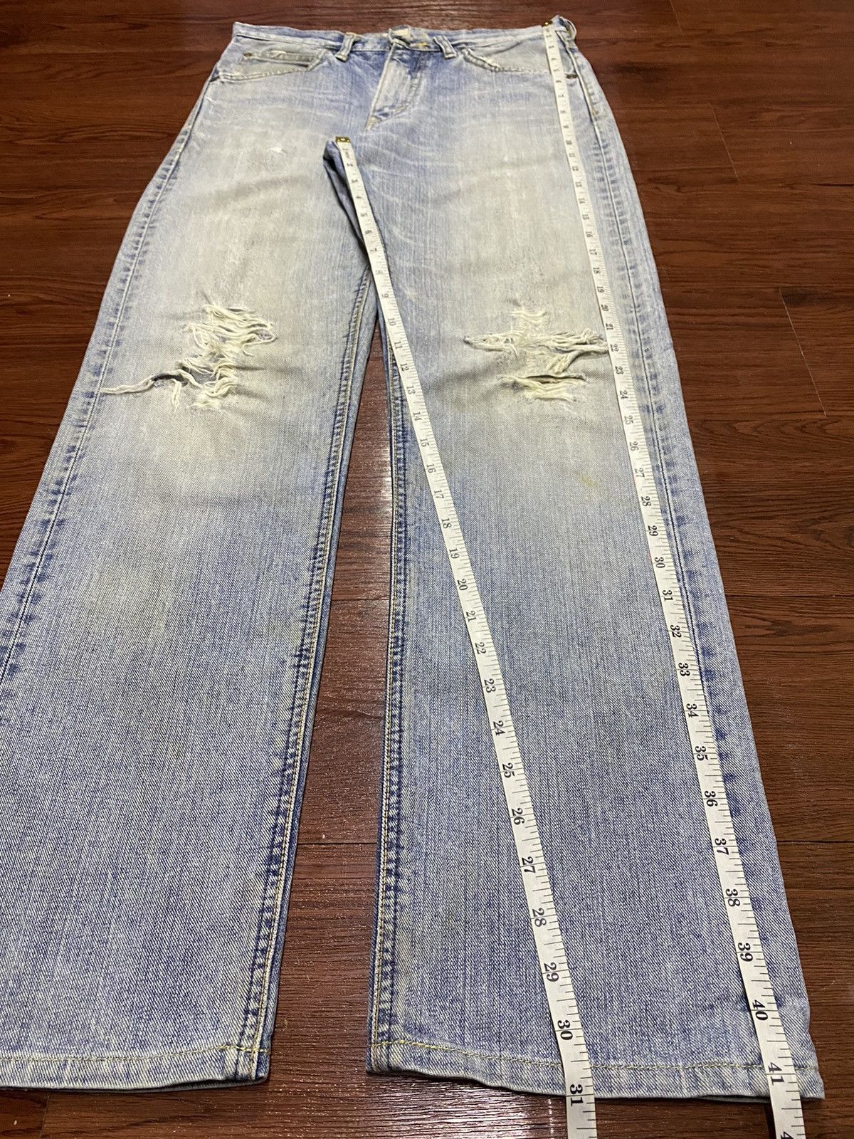 Japanese Brand Vintagw Lee Riders Faded Wash Distressed Loose Jeans Size US 30 / EU 46 - 13 Thumbnail