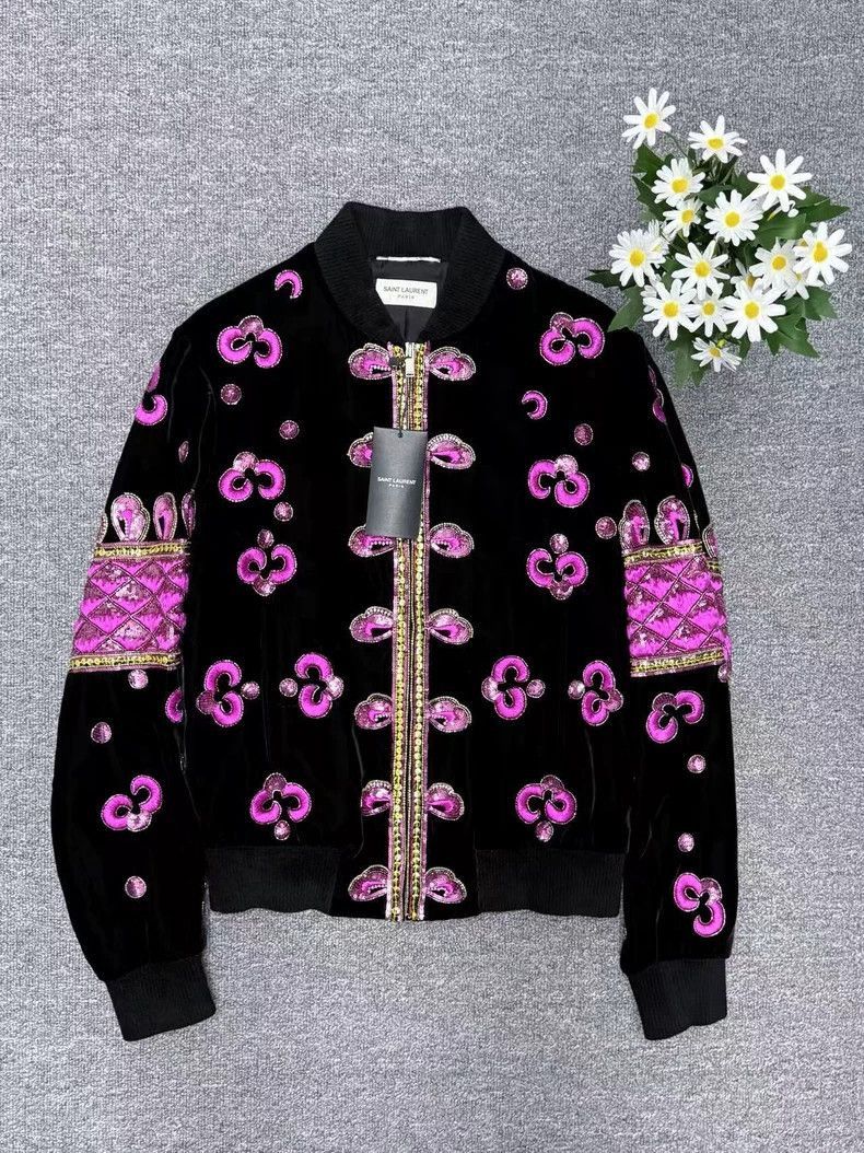 Saint Laurent Paris Saint Laurent Paris Saint Laurent Velvet Embroidered Teddy Size US L / EU 52-54 / 3 - 1 Thumbnail