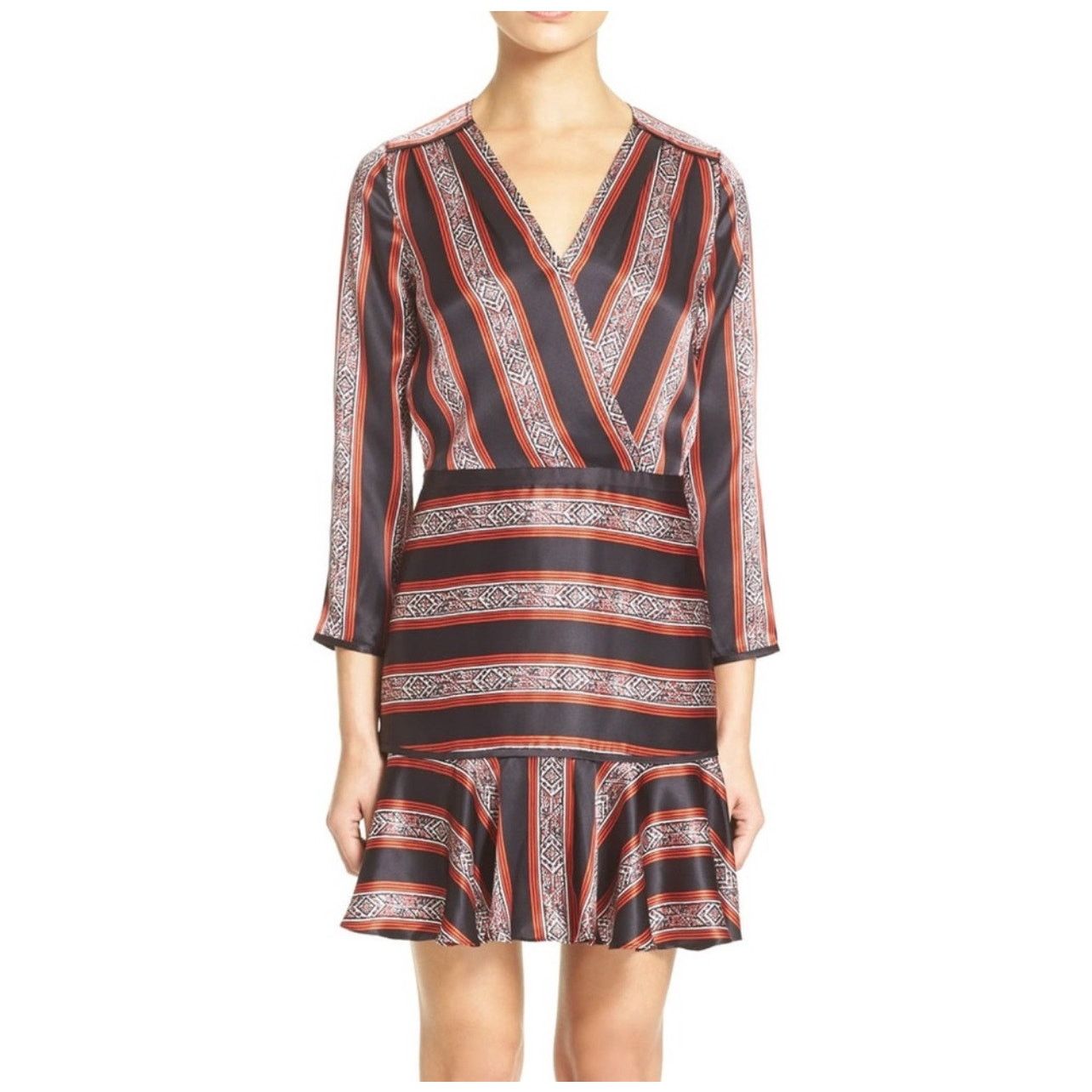 Veronica Beard Veronica Beard Ivy Flounce Silk Mini Dress Printed Striped Size M / US 6-8 / IT 42-44 - 1 Thumbnail