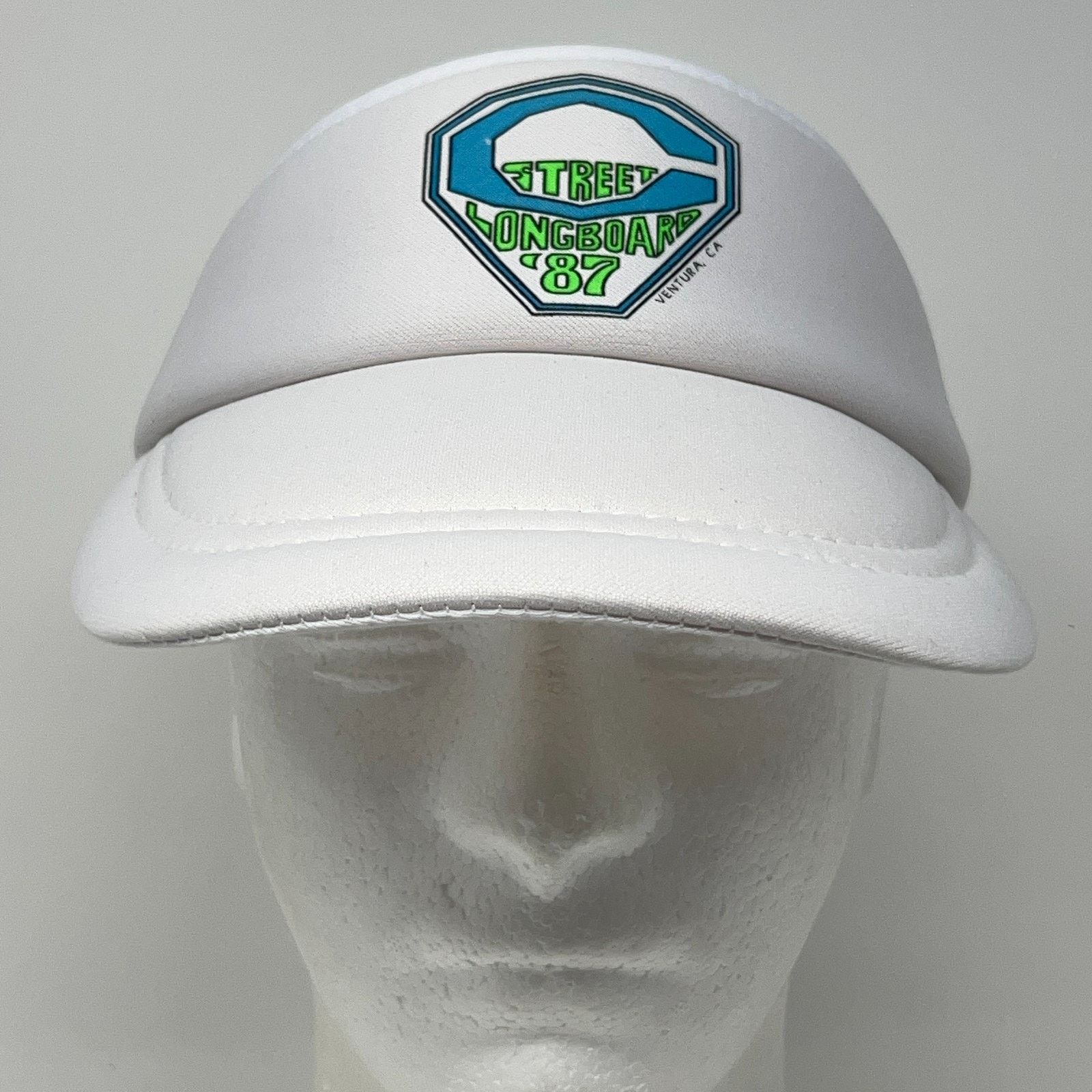 Vintage Vintage 80s C Street Longboard Classic 87 Visor Hat White Size ONE SIZE - 2 Thumbnail