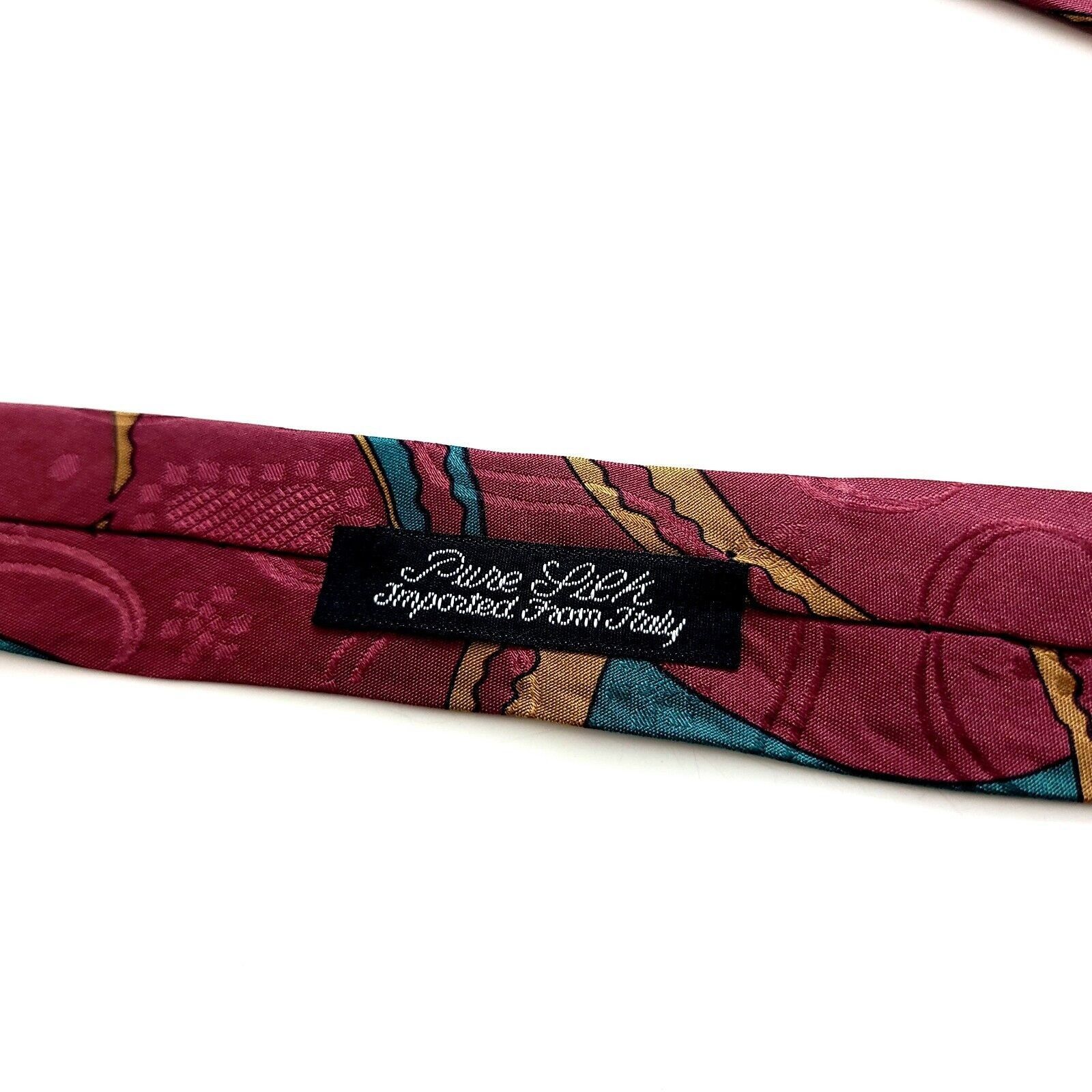 Designer Caravaggio Italy Red Tan Green Jacquard Abstract Print Silk Size ONE SIZE - 4 Thumbnail