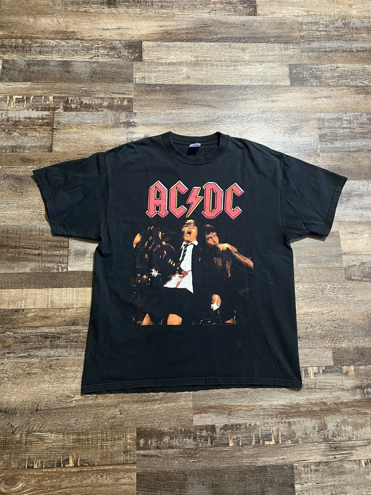 image of Vintage Ac/dc Rock Band T Shirt in Black, Men's (Size XL)