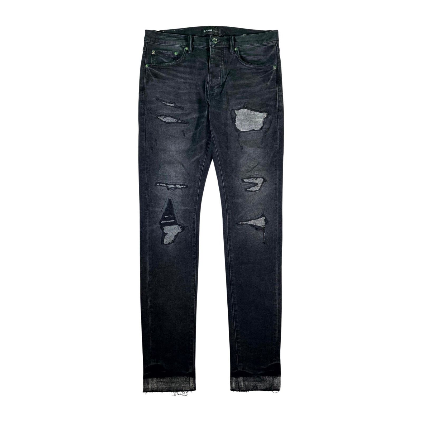 Purple Brand Purple Brand Patchwork Black & Silver Jeans Size US 30 / EU 46 - 1 Thumbnail