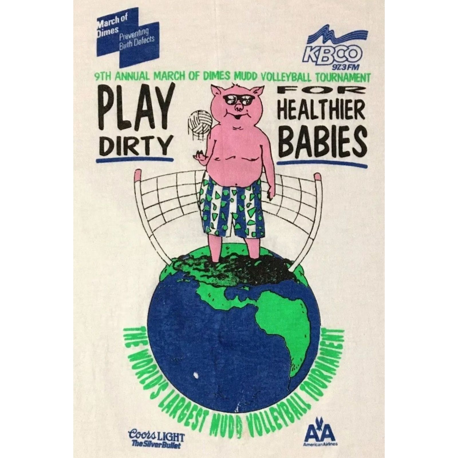 Vintage VINTAGE 90s Mud Volleyball Shirt M Pig Coors Light Beer Earth Funny Grunge 80s Size US M / EU 48-50 / 2 - 2 Thumbnail