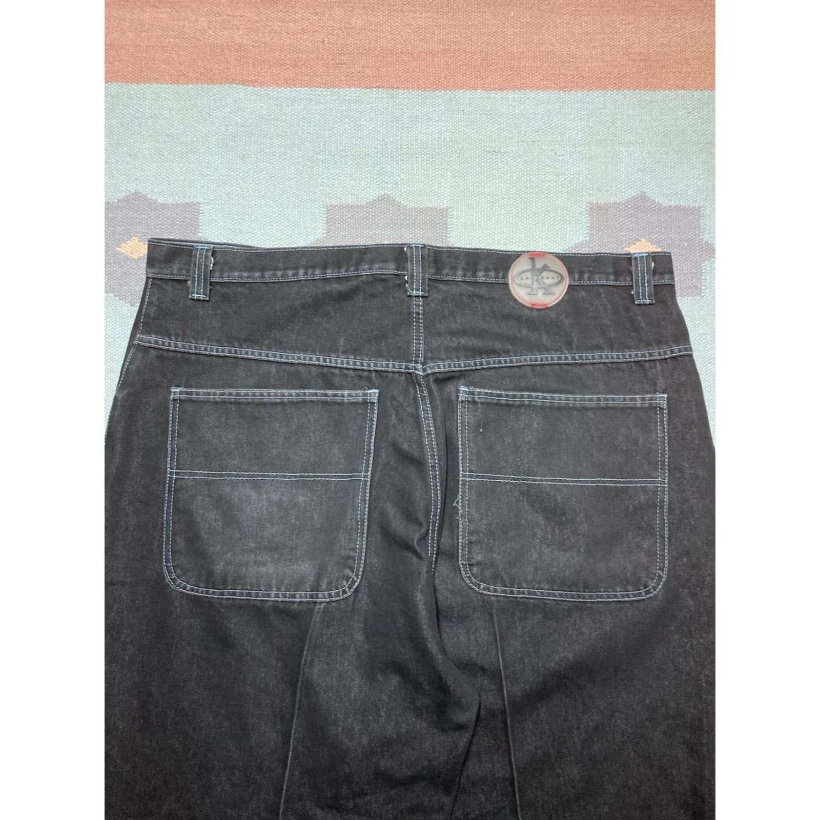 Vintage VINTAGE Knockout Jeans Wide-Leg 45x30 Black Hip Hop Grunge Skater Men Jeans Reg 45" Inseam 30" 9.5" Leg Opening Size US 44 / EU 60 - 3 Thumbnail