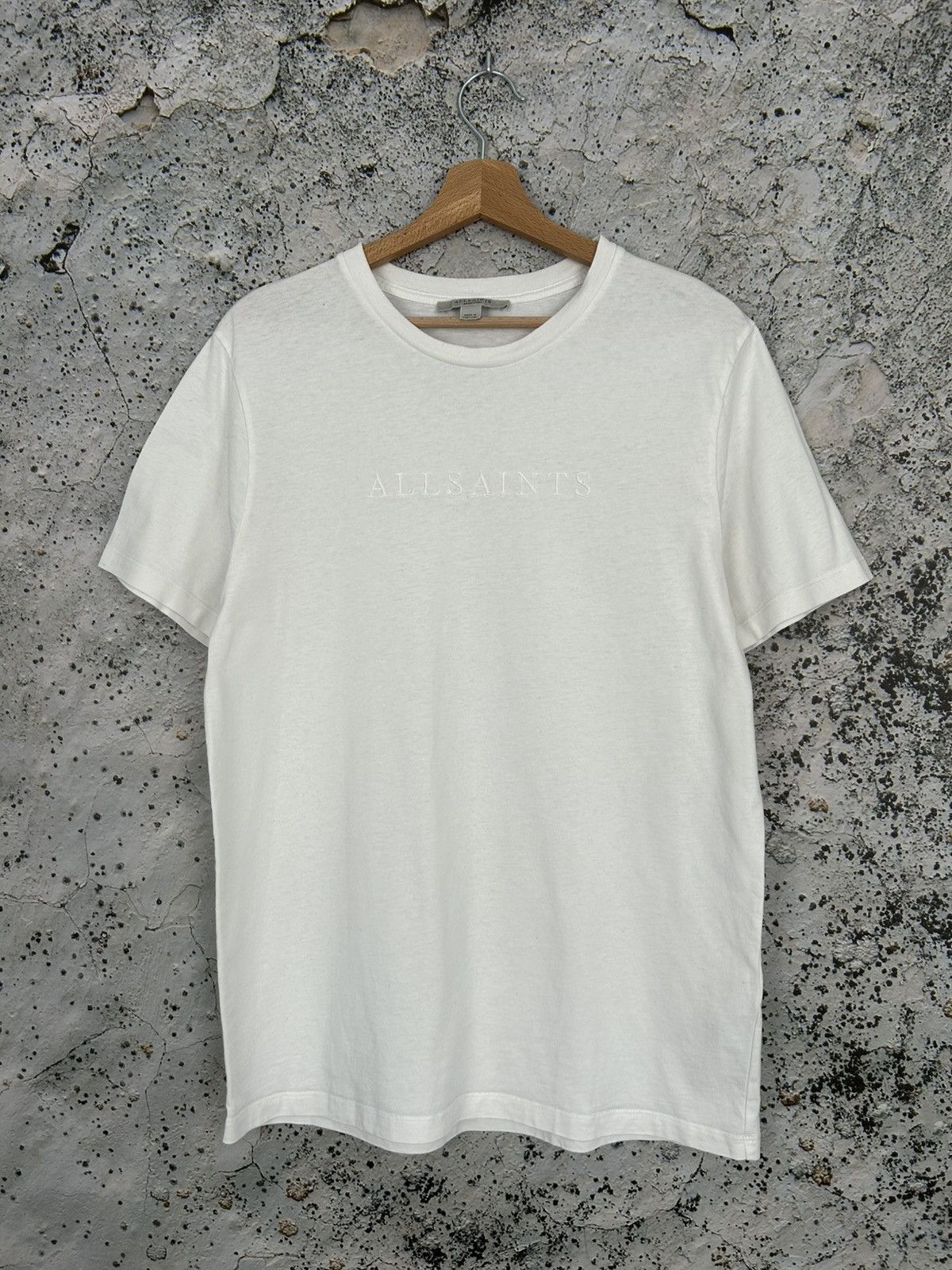 Allsaints Allsaints White Embroidered Logo Tee Designer Hype Skate Size US M / EU 48-50 / 2 - 1 Thumbnail