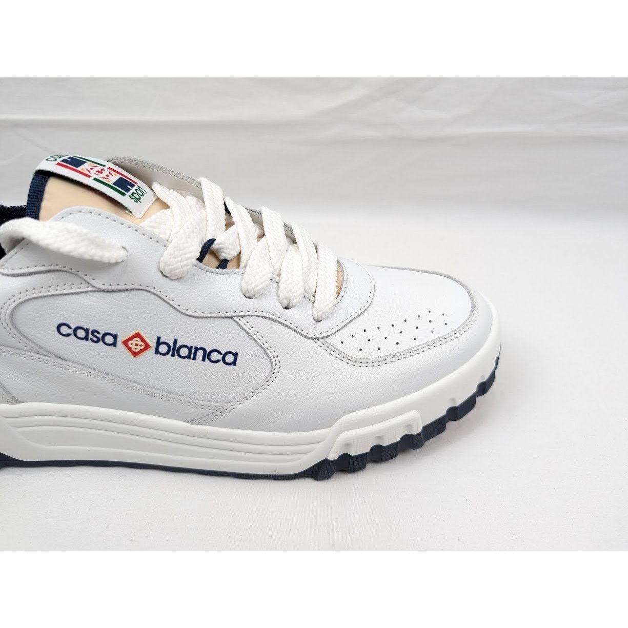 Casablanca o1rshd1 Men's Court Sneakers in White Navy Size US 9 / EU 42 - 3 Thumbnail