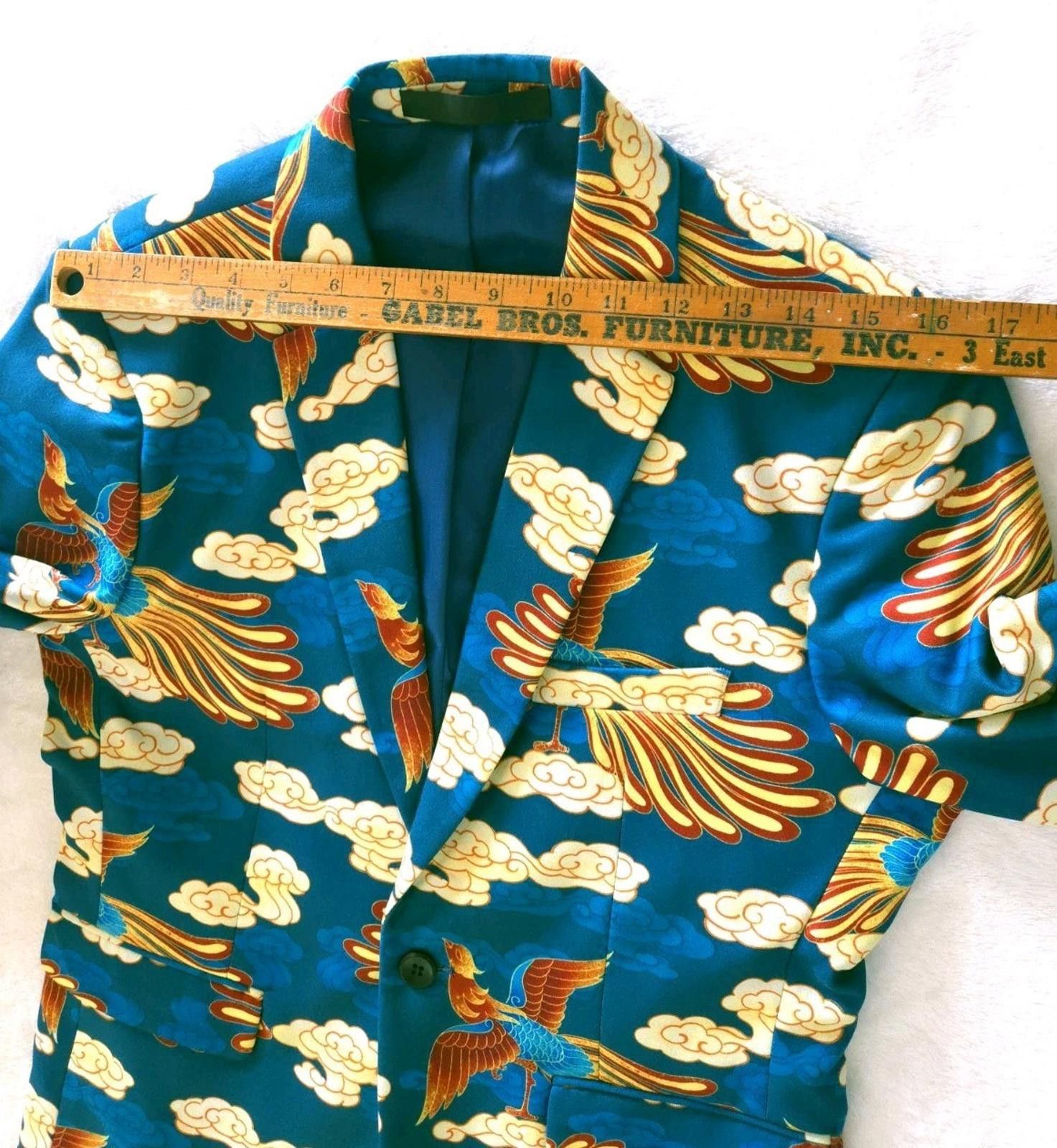 The Unbranded Brand Jacquard Mens size M 34/36 Wedding Jacket One Button Blue Size 38R - 6 Thumbnail