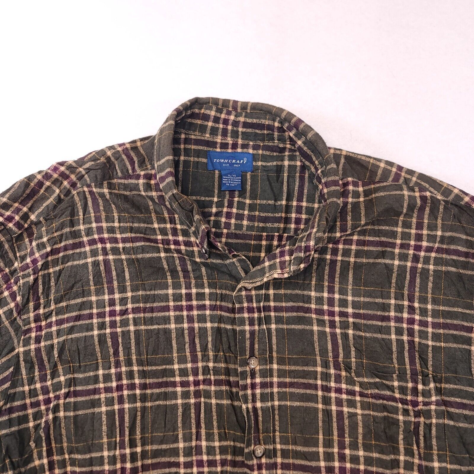 Towncraft Town Craft Tartan Flannel Shirt Mens Size Extra Large Green Size US XL / EU 56 / 4 - 1 Thumbnail