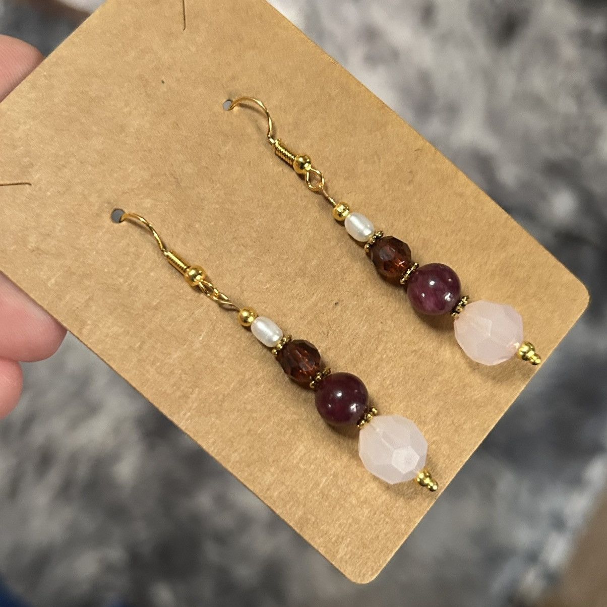 Handmade Handcrafted elegant vintage blush lucite bead earrings Size ONE SIZE - 1 Thumbnail