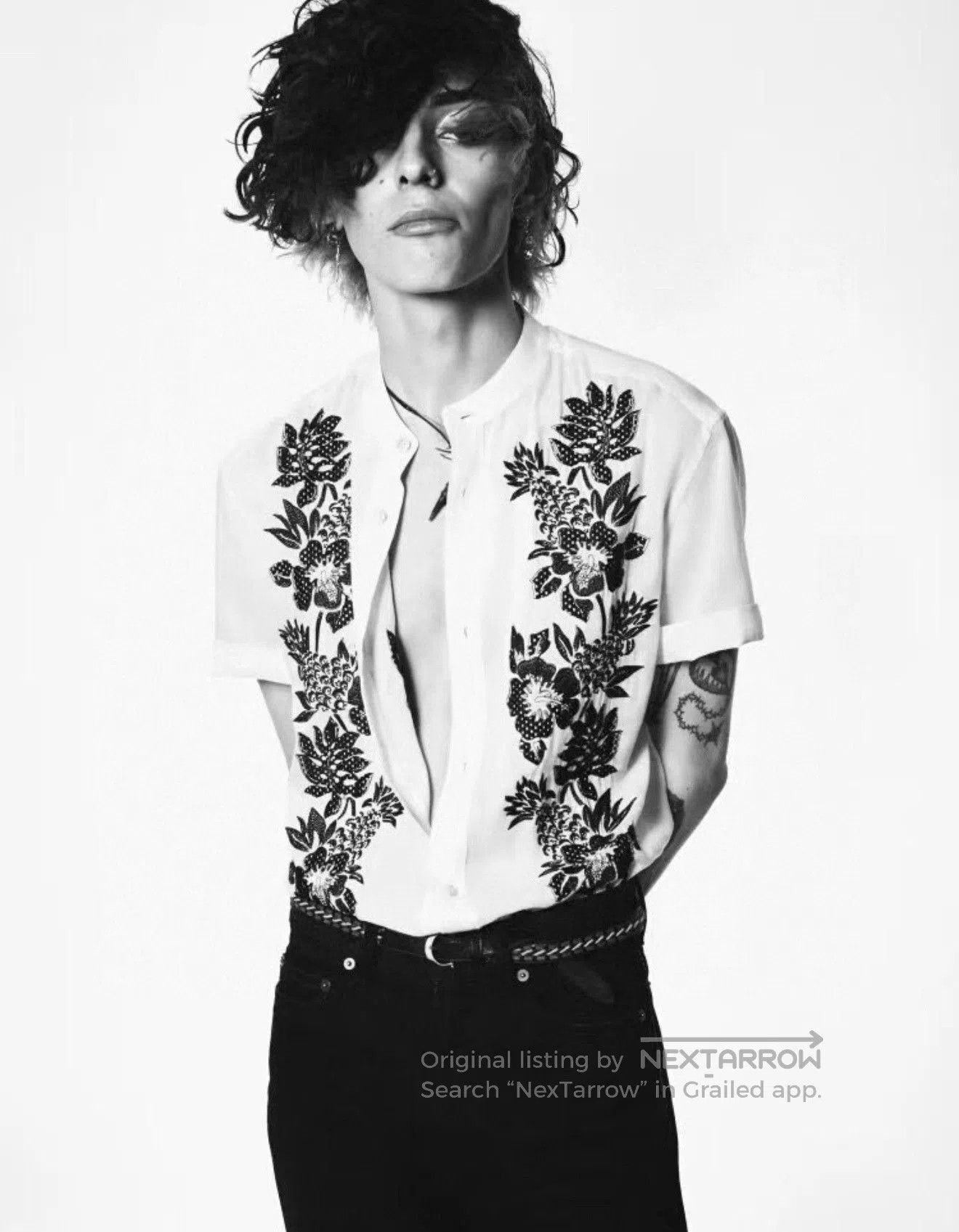 Saint Laurent Paris Saint Laurent Henry Collar Floral Shirt. Size US M / EU 48-50 / 2 - 7 Thumbnail