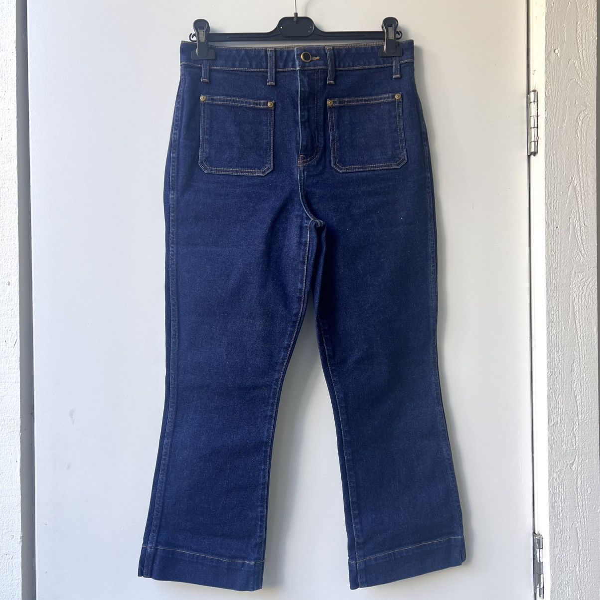 KHAITE KHAITE Raquel Patch Pocket Crop Flare Jeans Size 31" - 4 Thumbnail
