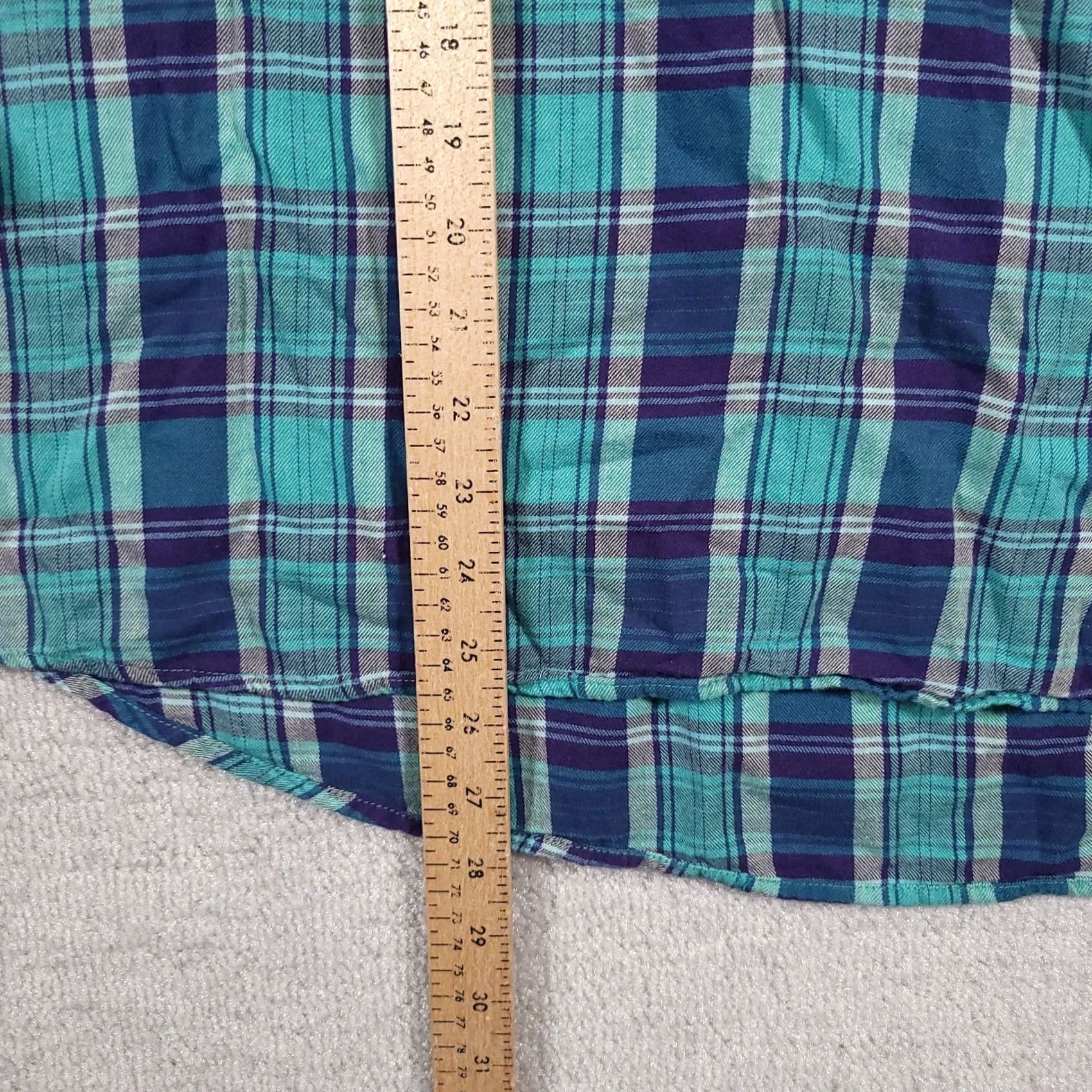 Vintage Northcrest Shirt Women's 2X Plus Blue Plaid Roll Tab Sleeve Henley Pockets Shirt Size XXL / US 16-18 / IT 52-54 - 7 Thumbnail