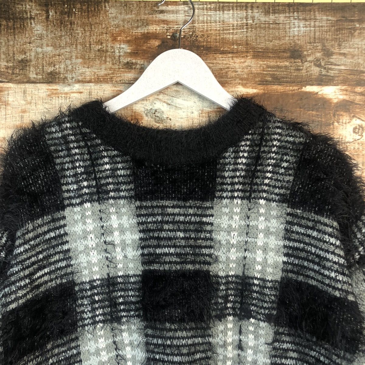 Homespun Knitwear × Japanese Brand DL Azul Black mohair shaggy fur Knitwear #C348 Size US M / EU 48-50 / 2 - 4 Thumbnail