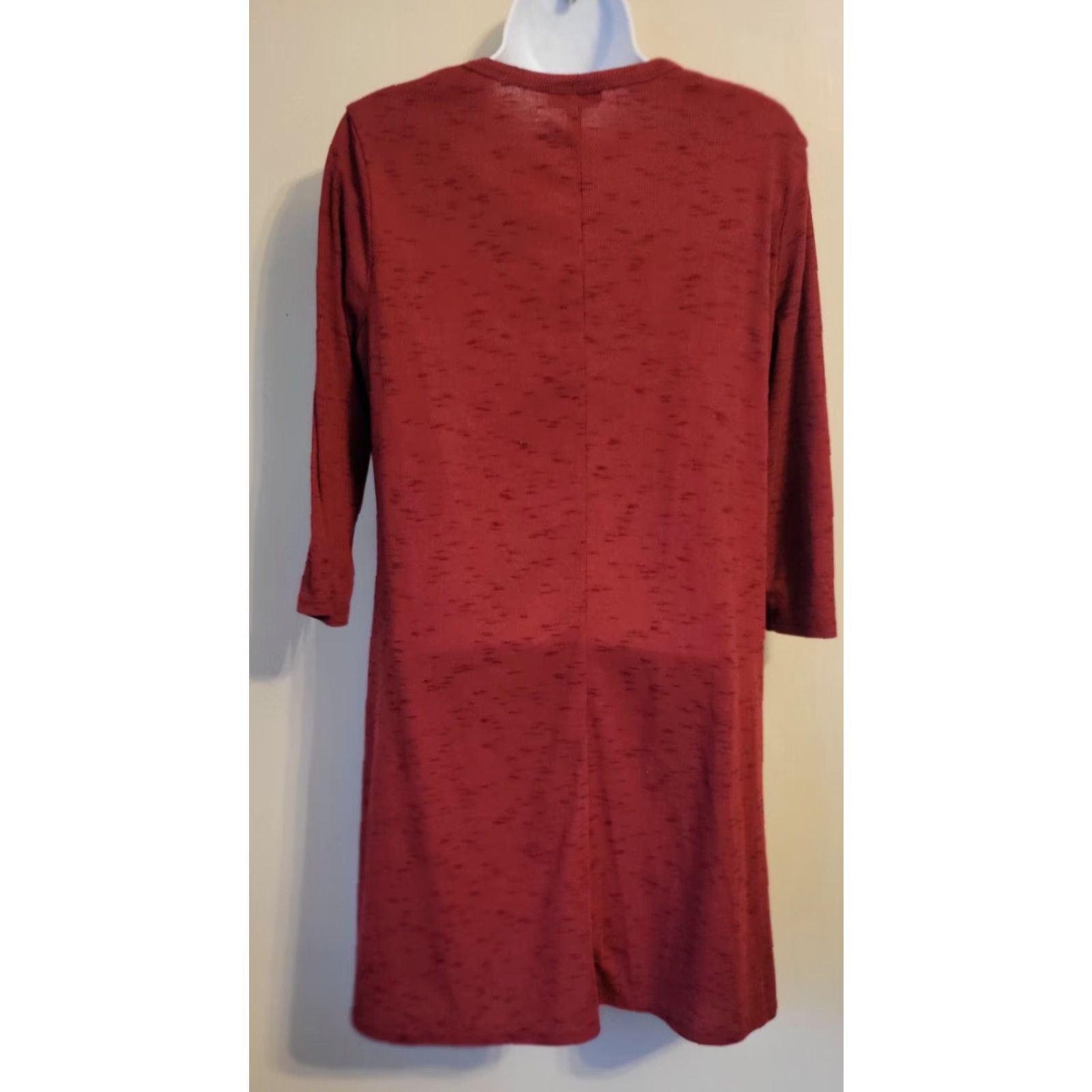 Vintage VINTAGE Kristin Nicole Dress Skater L Burgundy 90s A-Line Long Sleeve Round Neck Women Size L / US 10 / IT 46 - 3 Thumbnail