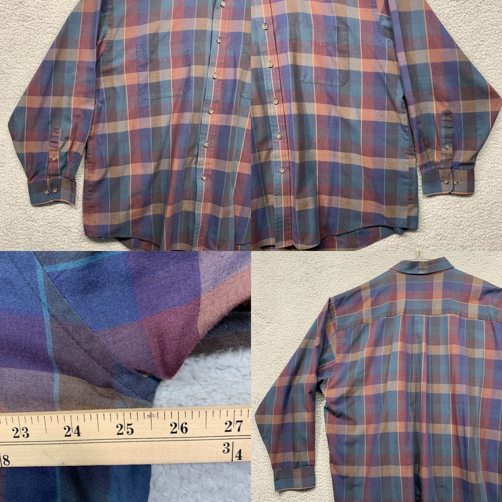 Van Heusen VAN HEUSEN Button Shirt Men XL Plaid Multi-Color Button-Down Collar 2 Pockets Shirt Mens XL Plaid Multicolor Button-Down Size US XL / EU 56 / 4 - 8 Thumbnail