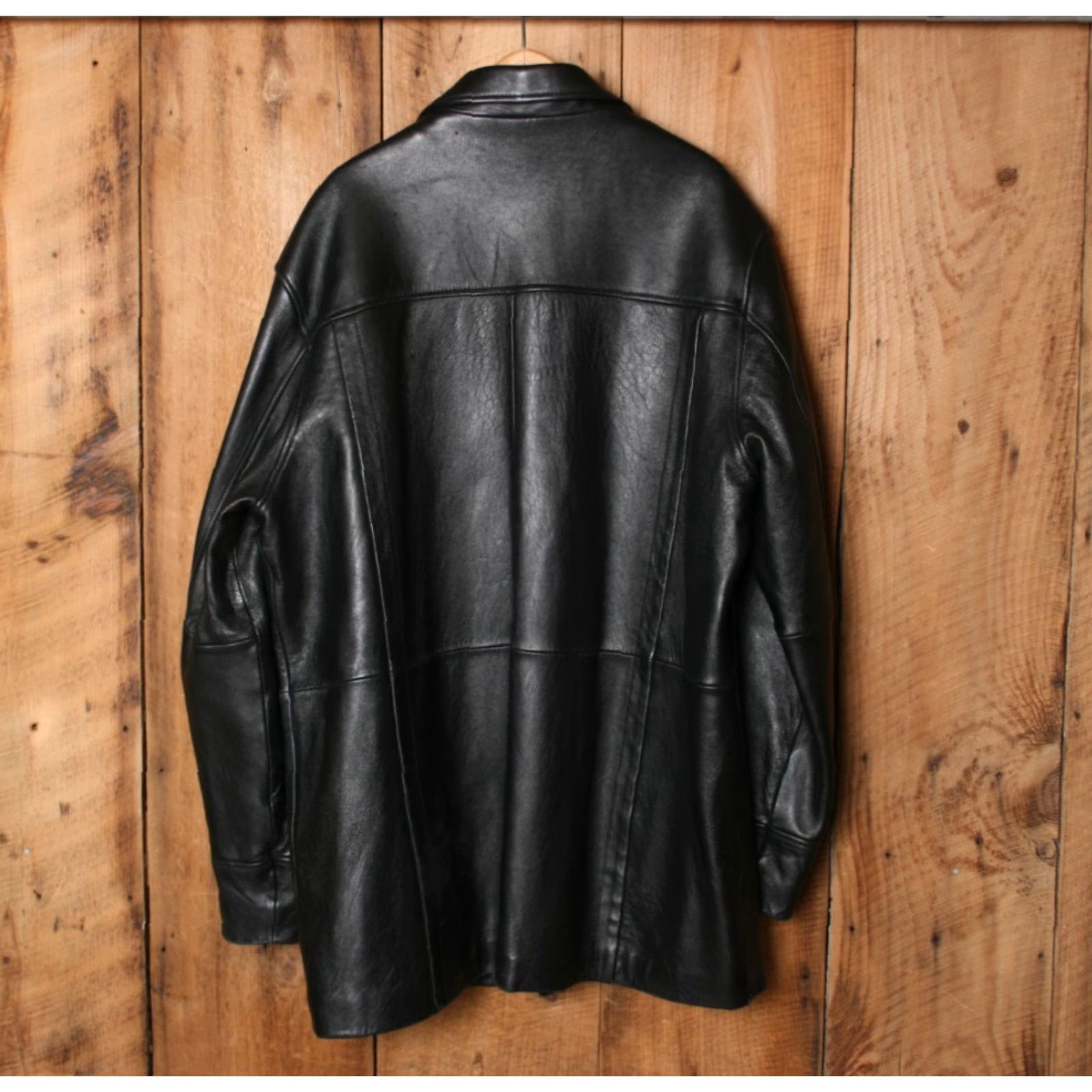 Vintage VINTAGE Wilsons Leather Car Coat Black 4-Button Insulated Lined XLT Mens Big & Tall Leather Coat Sz. XLT Size US XL / EU 56 / 4 - 5 Thumbnail