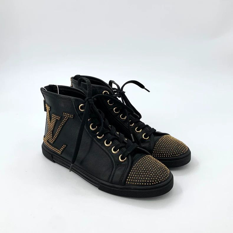 Louis Vuitton Louis Vuitton Black metal studded lace-up casual high-tops Size US 5 / IT 35 - 2 Thumbnail