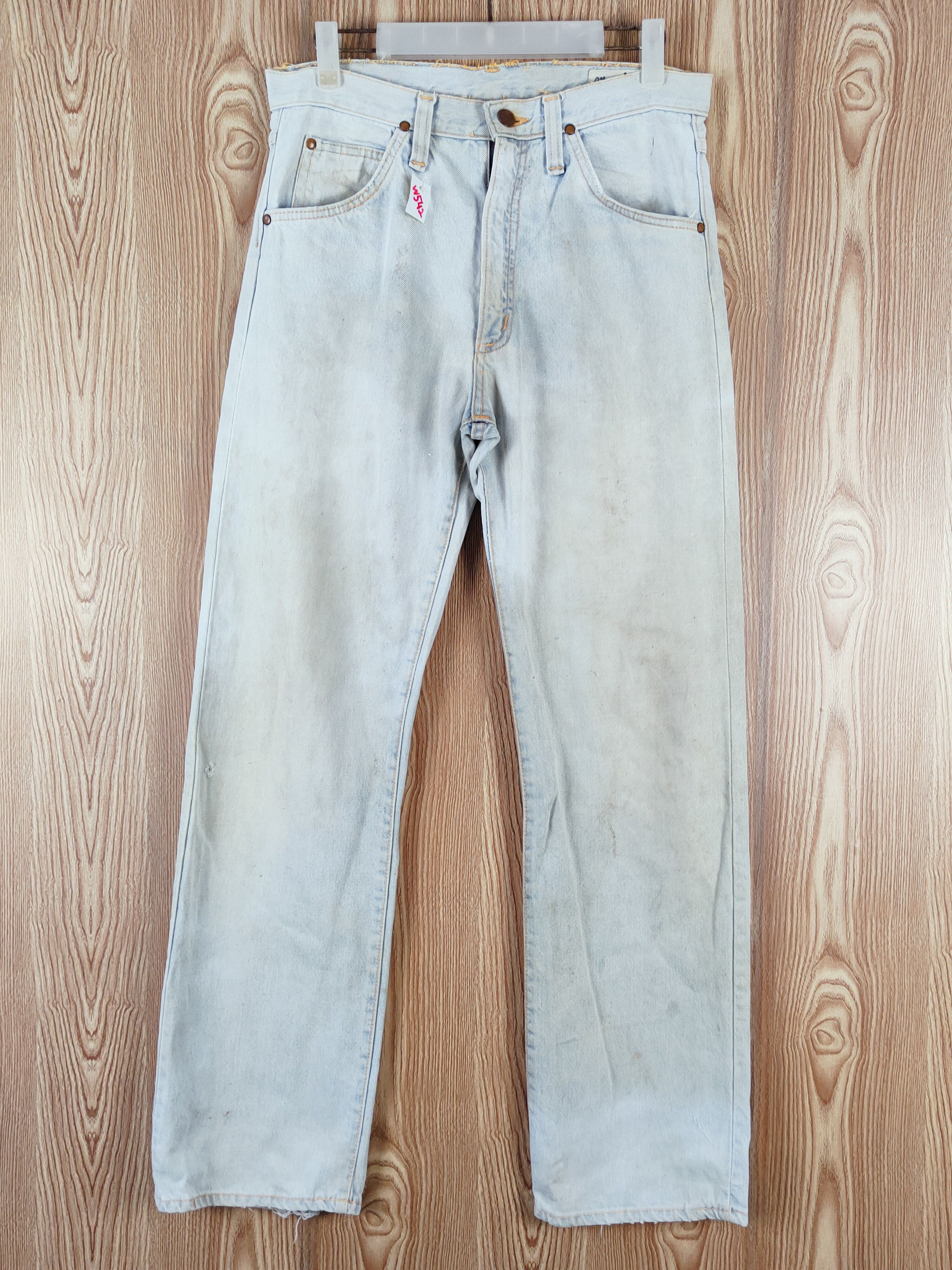Japanese Brand Wrangler Blue Faded Distressed Ripped Jeans #W542 Size US 32 / EU 48 - 1 Thumbnail