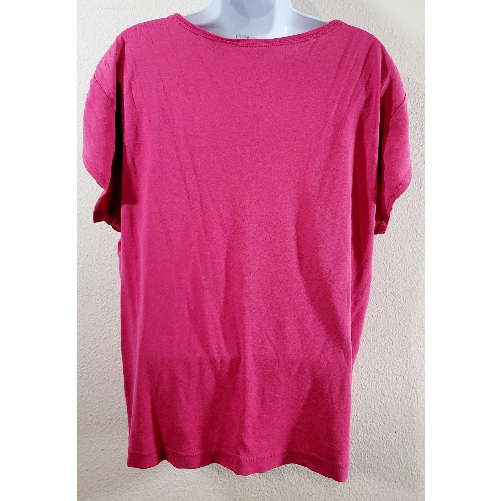 Chicos Chico's Pink V Neck Short Capped Sleeves Top 2 Large 12 14 Size L / US 10 / IT 46 - 2 Thumbnail