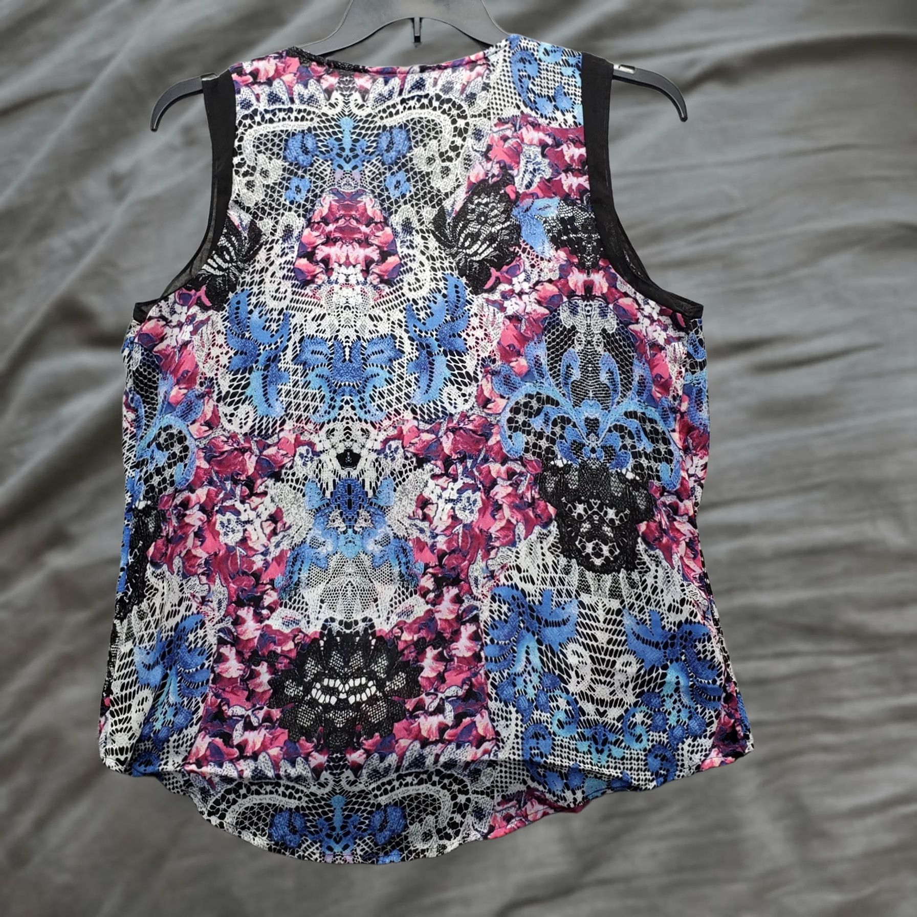 Nicole Miller Nicole Miller Tank Top Women's L Multi Floral Sheer Sleeveless V-Neck Pullover Size L / US 10 / IT 46 - 1 Thumbnail