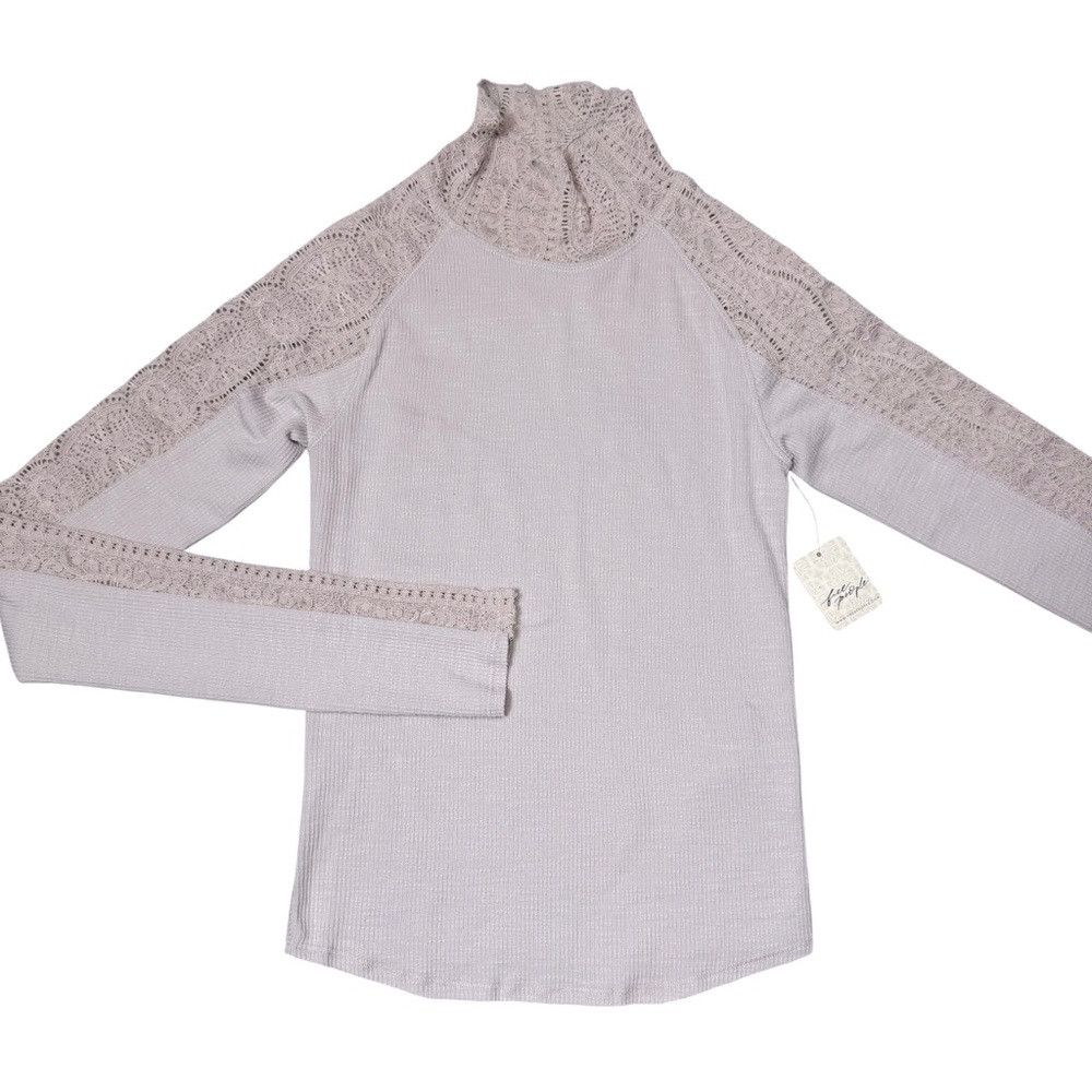 Free People NWT New Free People Freddie Lace Rib Turtleneck Mauve Lilac Size XS / US 0-2 / IT 36-38 - 6 Thumbnail