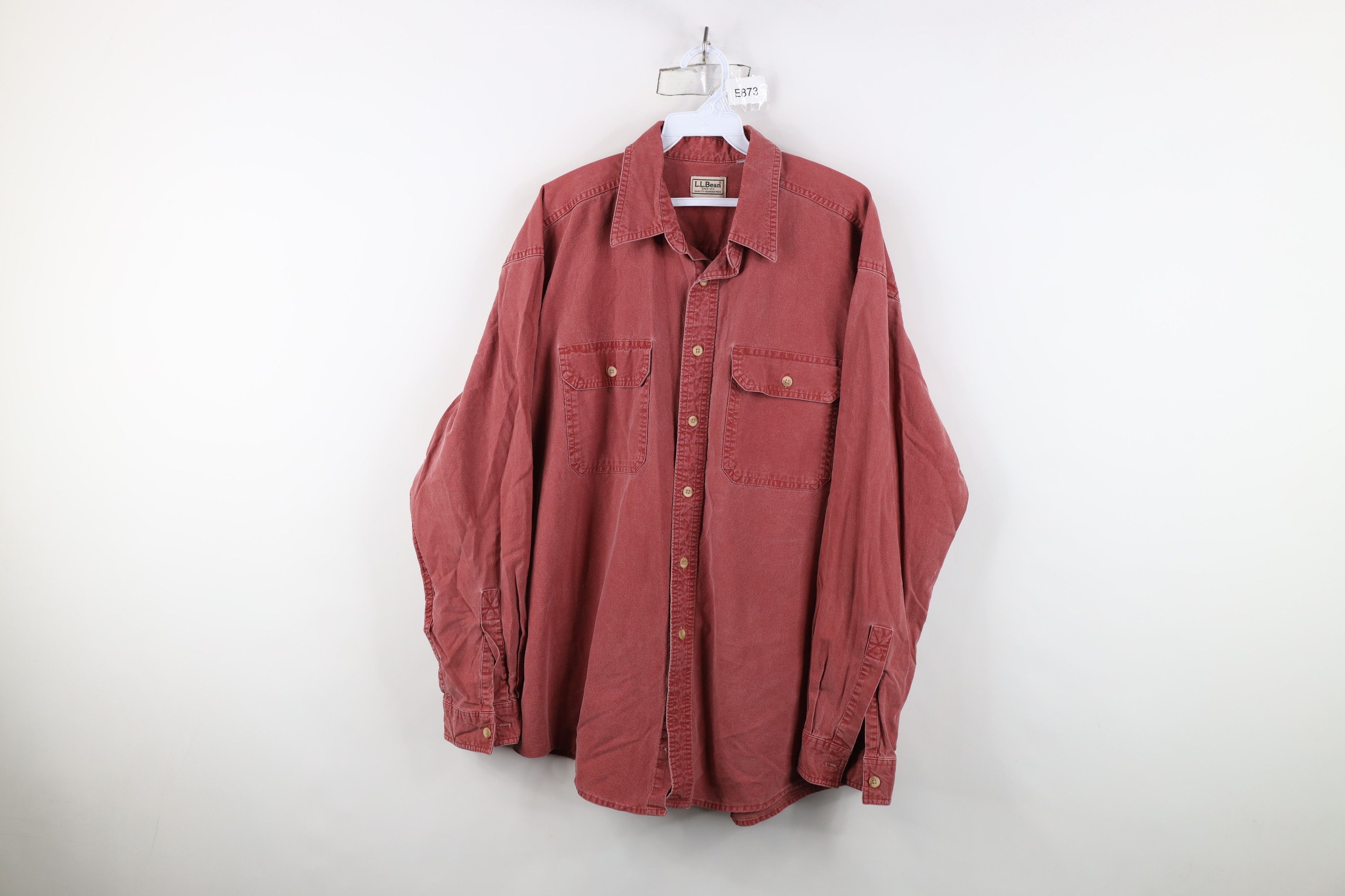L.L. Bean Vintage 90s LL Bean Collared Button Shirt Red Cotton Size US XXL / EU 58 / 5 - 1 Thumbnail