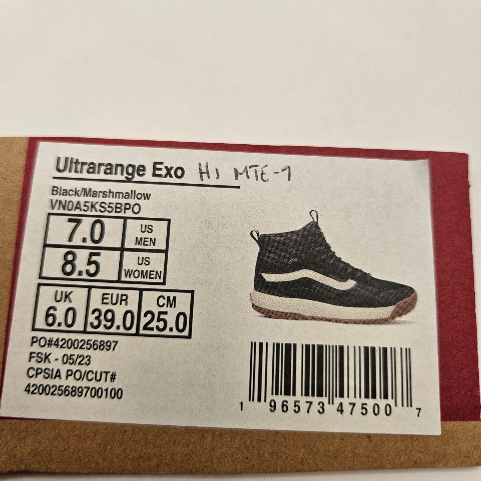 Vans VANS WOMEN'S 8.5 ULTRARANGE EXO HI MTE-1 BOOT BLACK WHITE Size US 8.5 / IT 38.5 - 3 Thumbnail