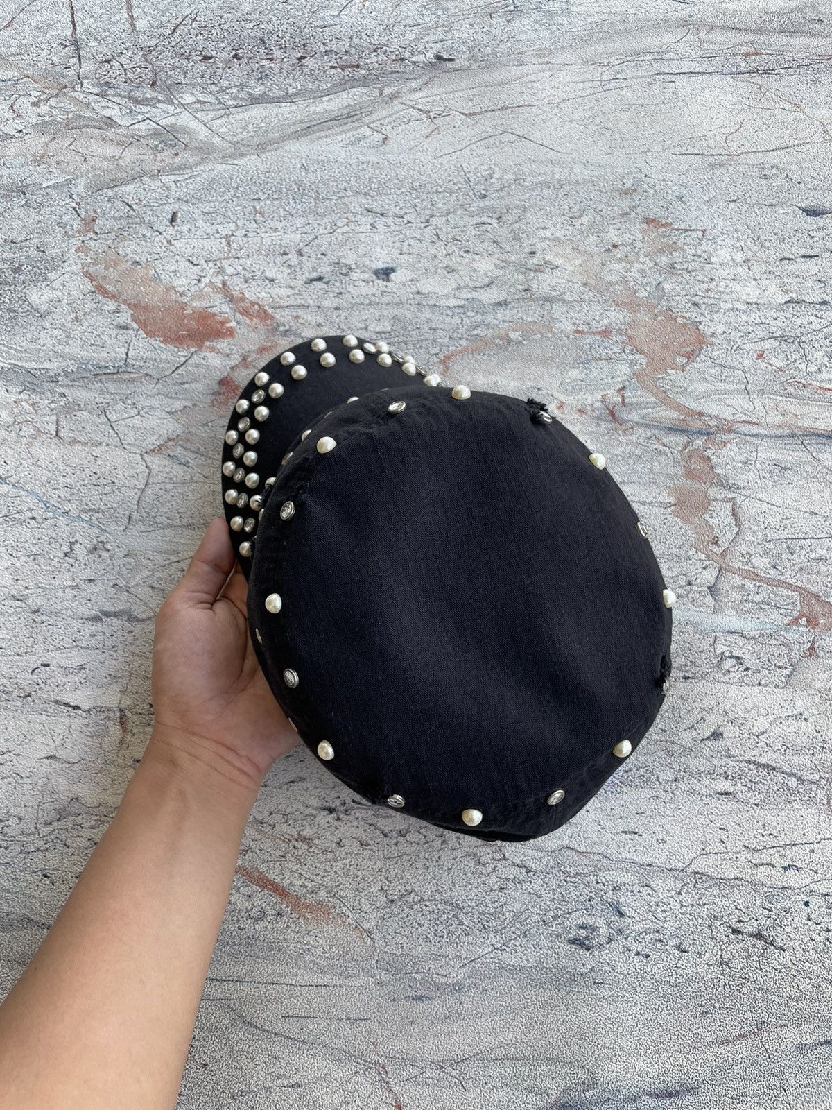If Six Was Nine Goth Punk Egoist Crazy Pearl Studded Patrol Cadet Hat Size ONE SIZE - 7 Thumbnail
