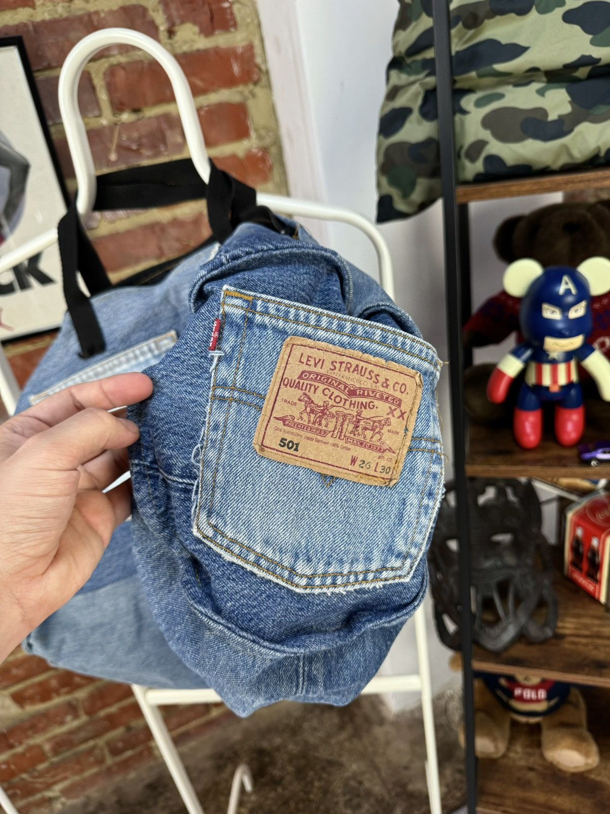 Handmade × Levi's × Vintage LEVIS Custom Jeans Denim Bag Hand Made Size ONE SIZE - 6 Thumbnail