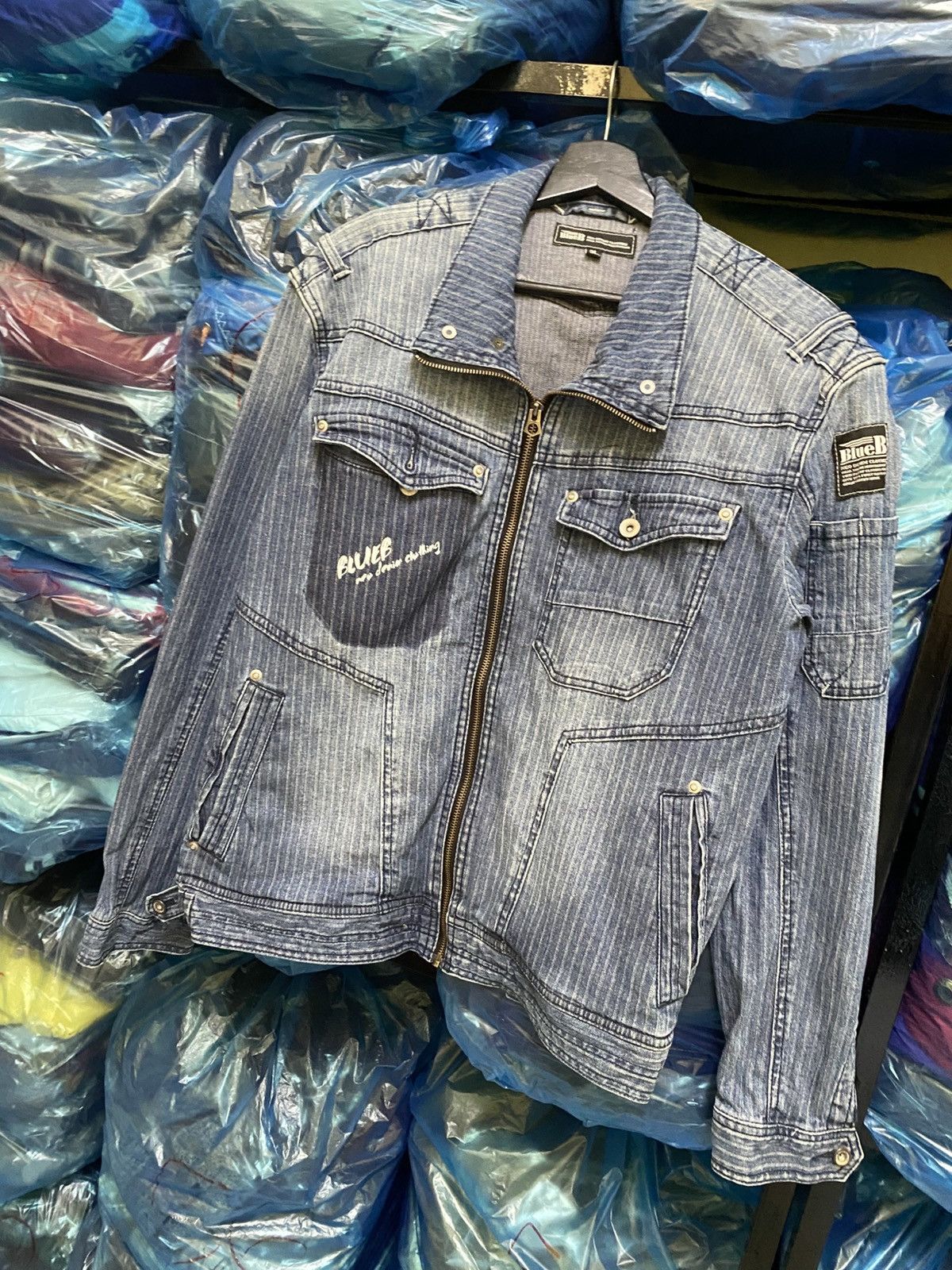 Other VINTAGE BLUE B DENIM WORKER JACKET Size US L / EU 52-54 / 3 - 4 Thumbnail