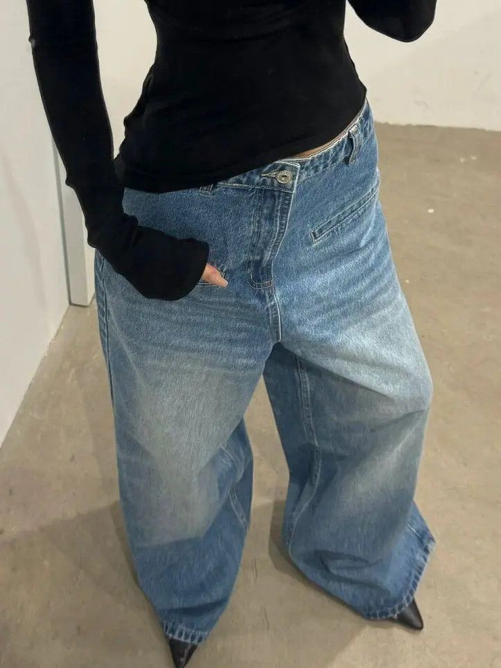 Japanese Brand Straight tube loose washed denim jeans Size US 32 / EU 48 - 2 Thumbnail