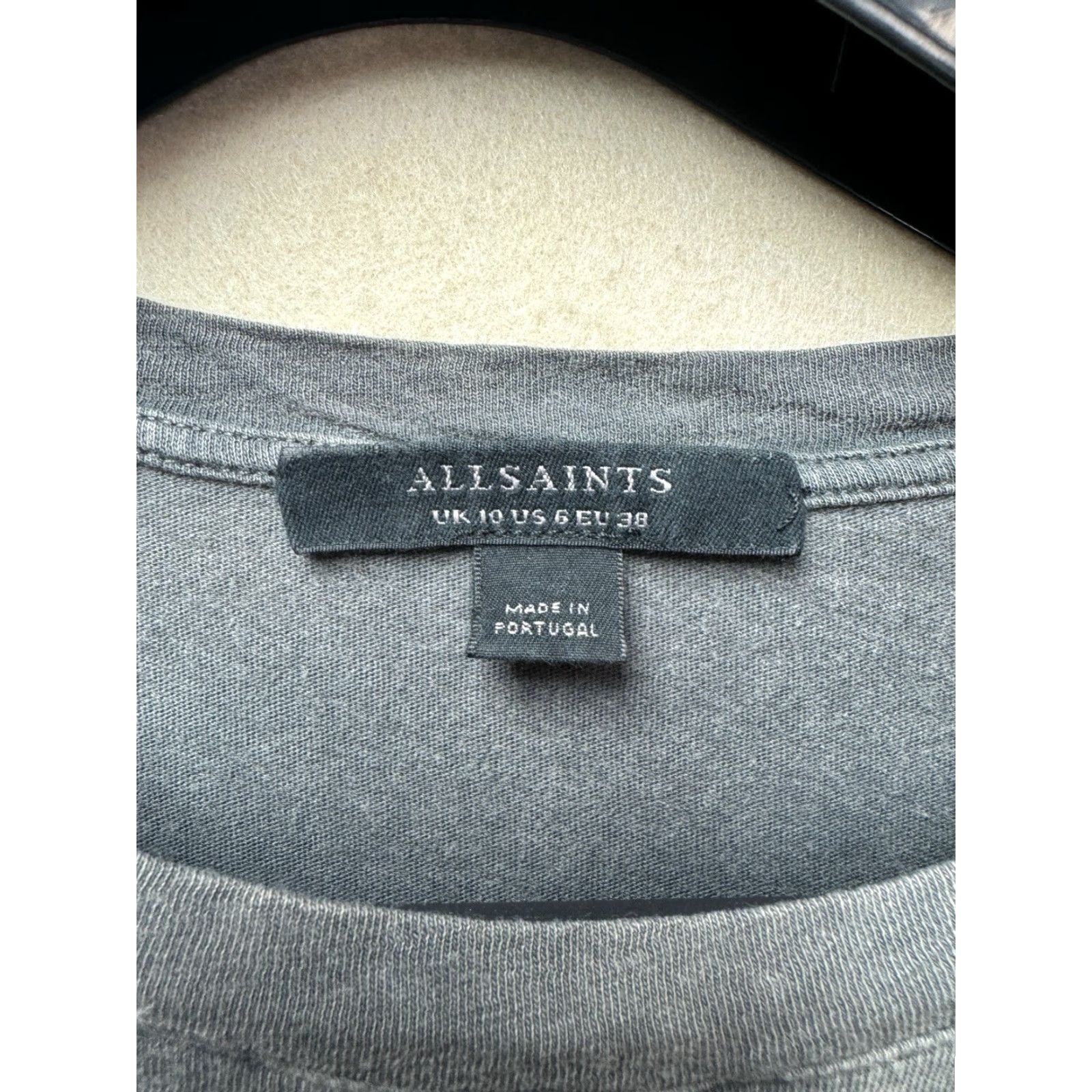 Allsaints ALLSAINTS Cropped T-Shirt Womens Size S Gray Cotton Blend Short Sleeve Round Neck Size S / US 4 / IT 40 - 3 Thumbnail