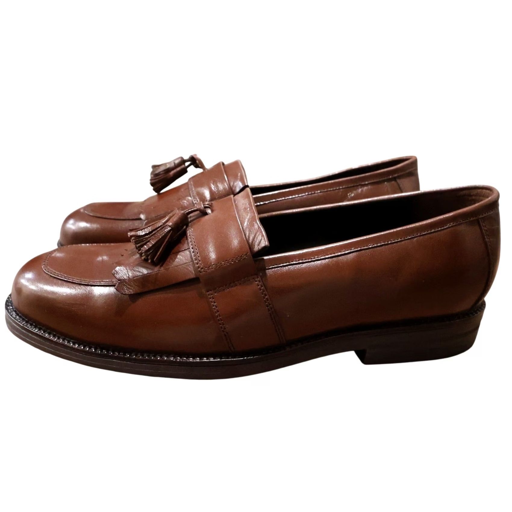 Vintage French Shriner Mens 13 Loafers Leather Tan Brighton Kiltie Tassel Slip On Dress Size US 13 / EU 46 - 5 Thumbnail