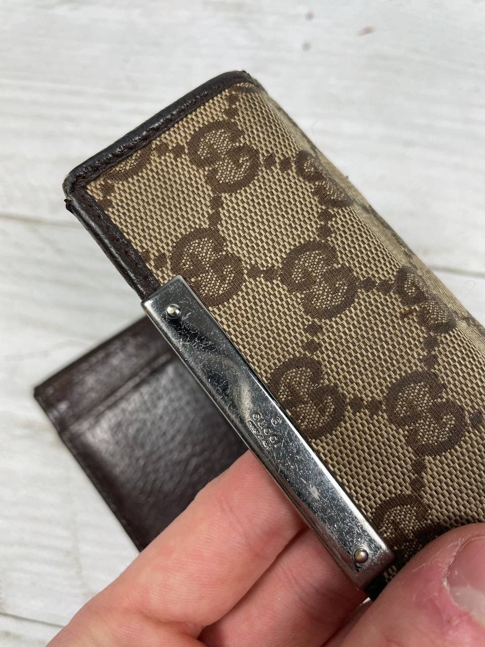 Gucci Vintage Gucci Tri-Fold Wallet GG Plate Canvas Leather Unisex Size ONE SIZE - 12 Thumbnail