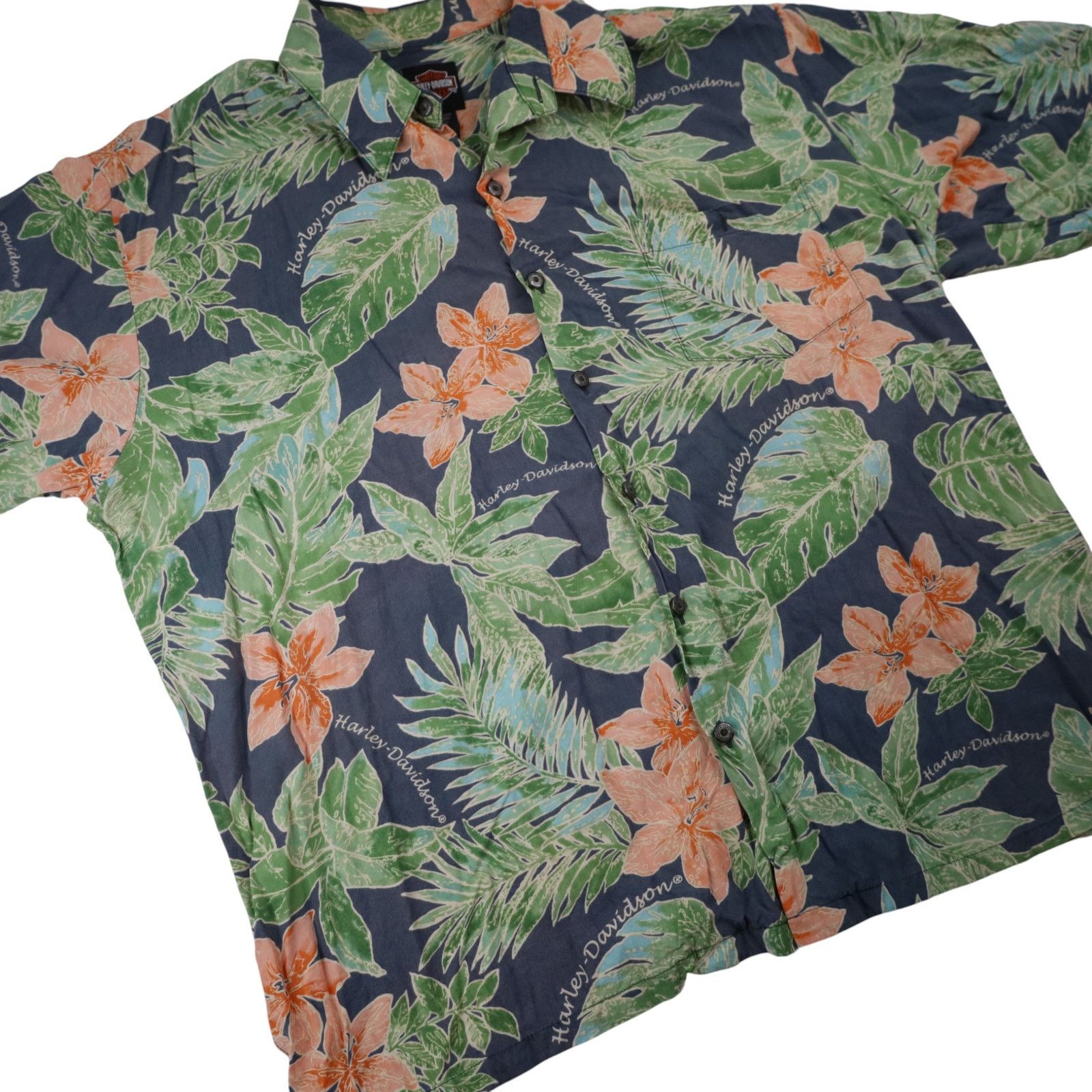 Harley Davidson × Vintage Vintage Harley Davidson Floral Hawaiian Button Up Shirt Size US XL / EU 56 / 4 - 3 Thumbnail