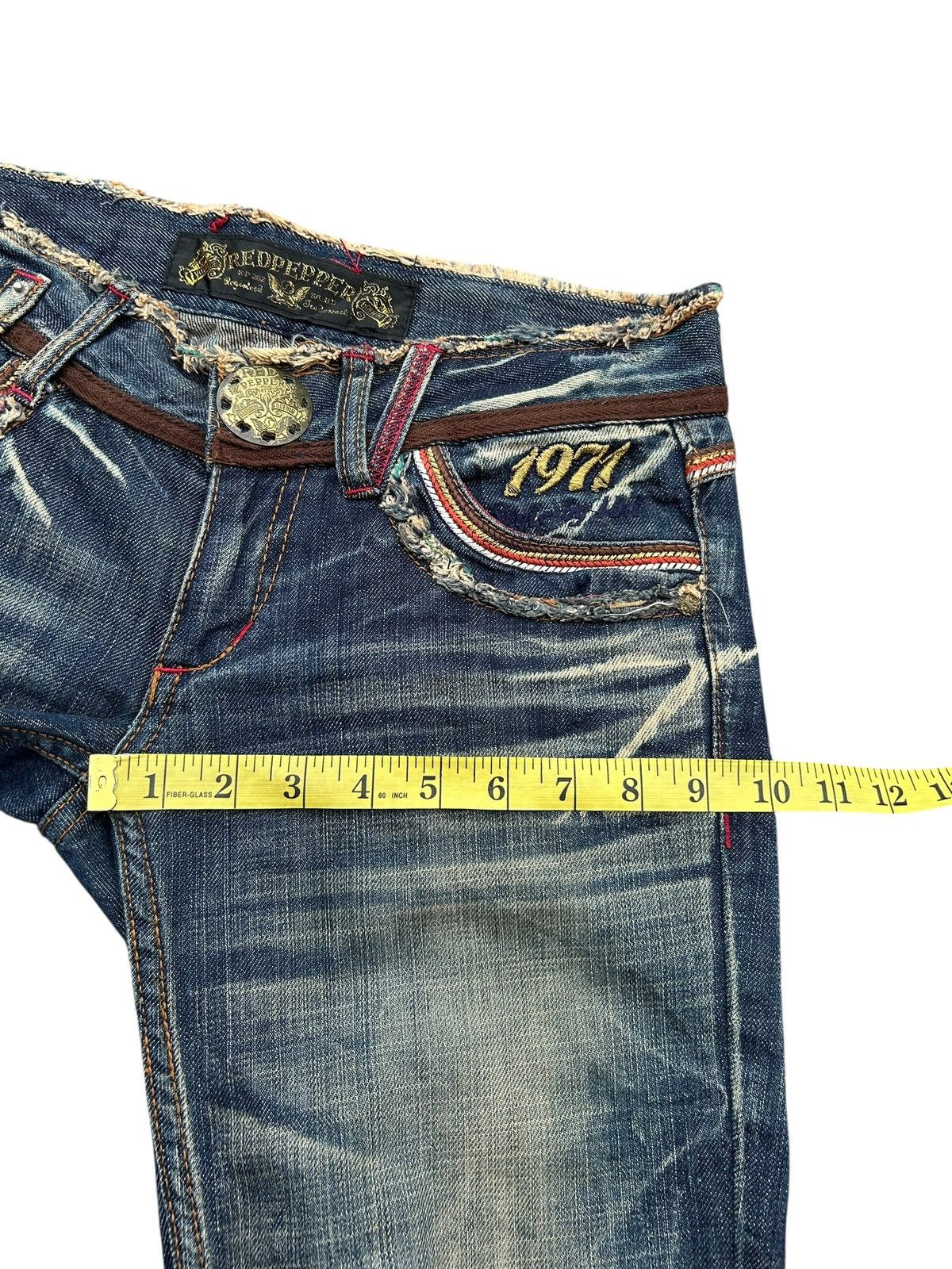 If Six Was Nine × KMRii × Le Grande Bleu (L.G.B.) ☠️ Red Papper Japanese Punk Rusty Faded Denim Jeans Lowrise Size US 30 / EU 46 - 22 Thumbnail